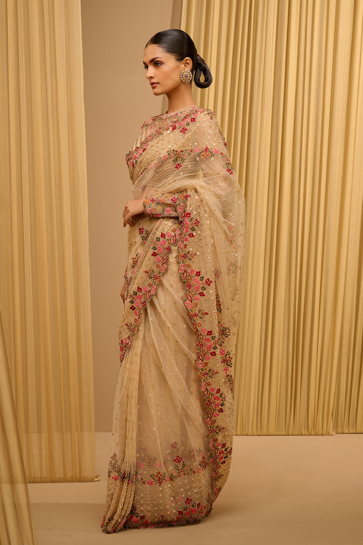 Classic Saree With Embroidered Blouse