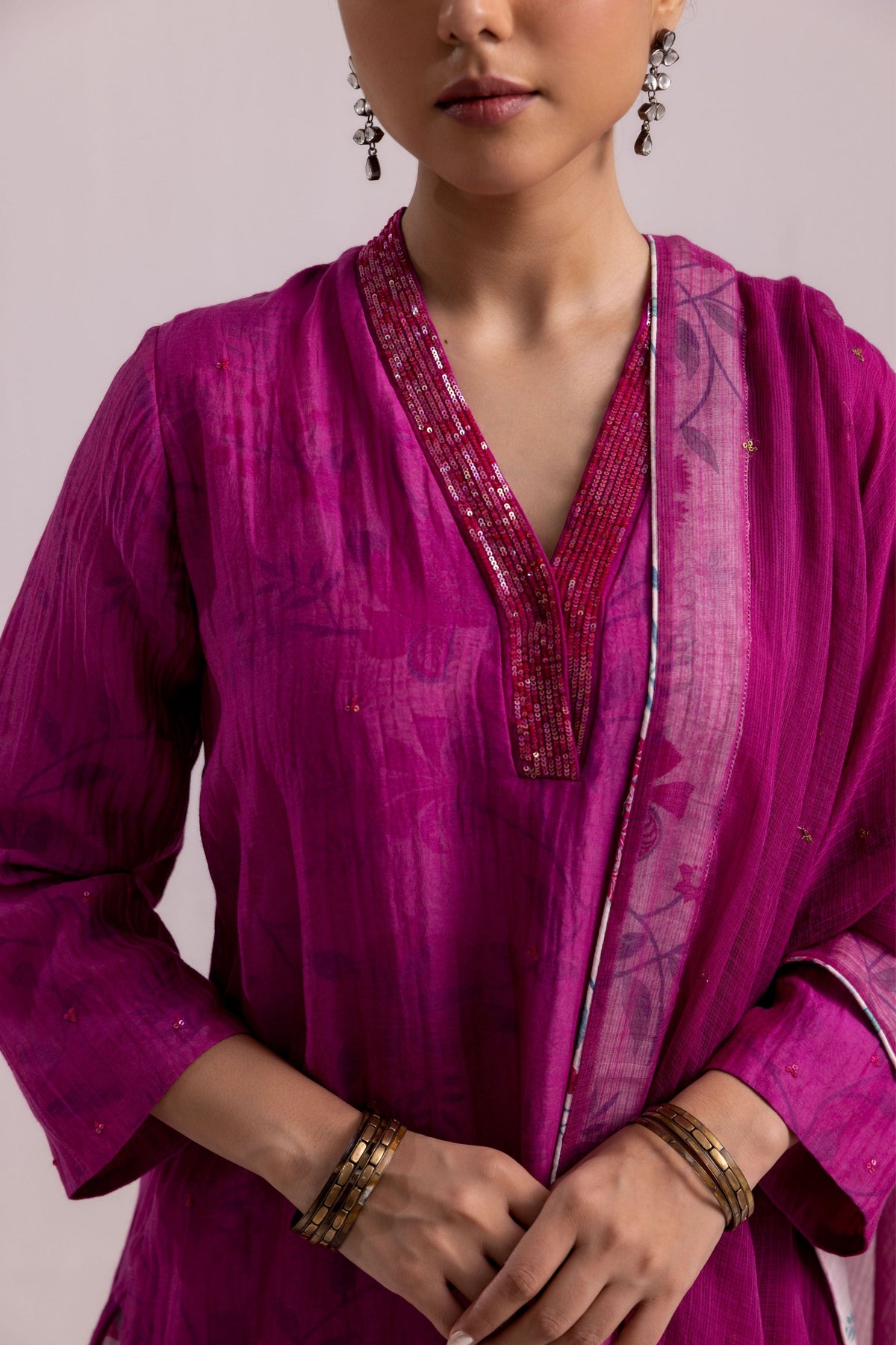 Farah Magenta Kurta Set