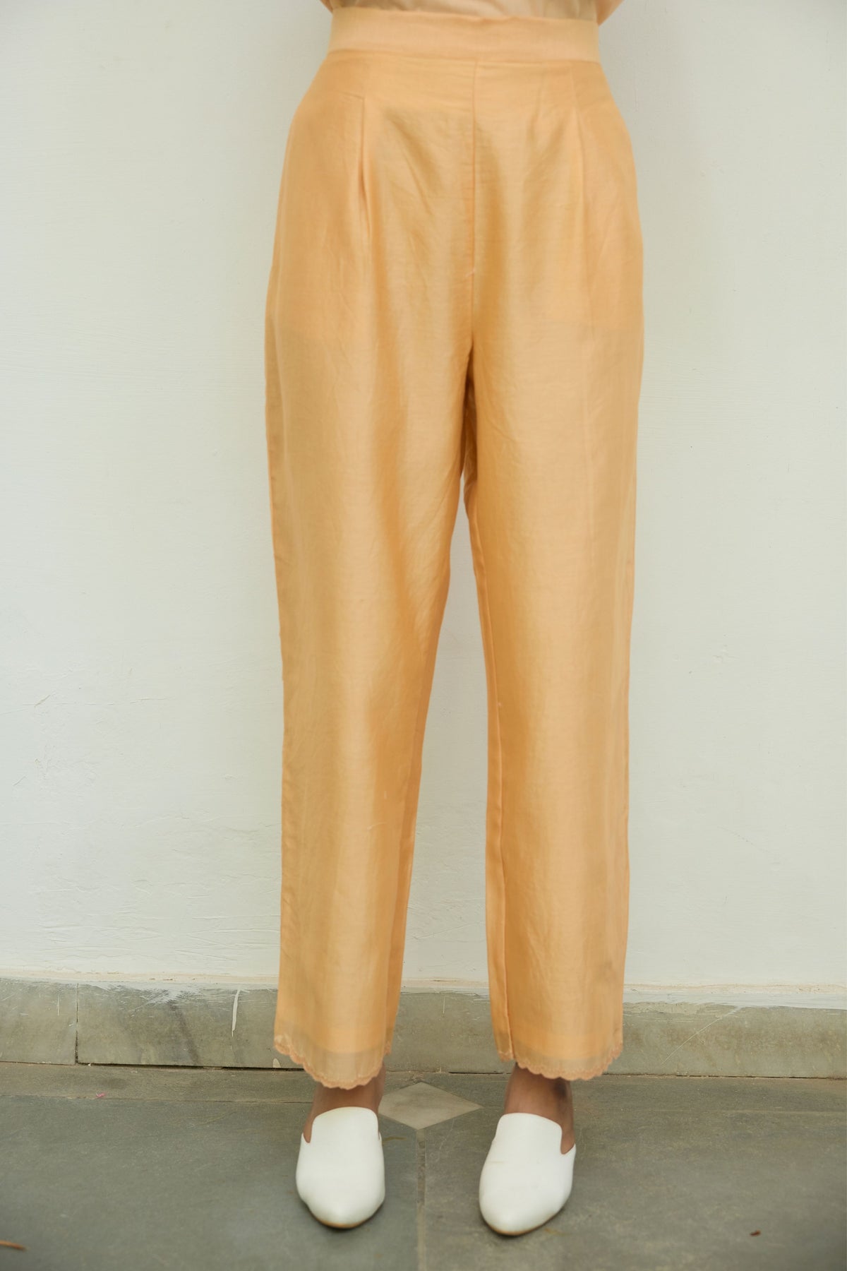 Peach Chanderi Trousers