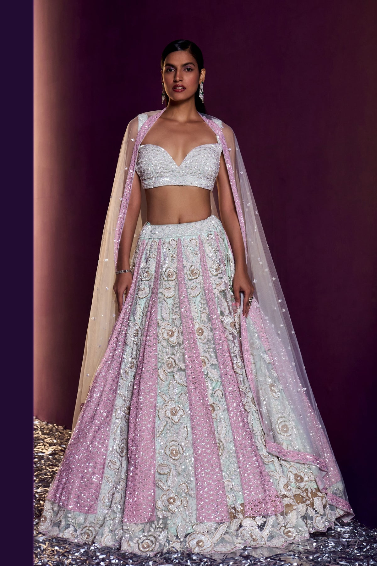 Pink Ivory Net Lehenga Set