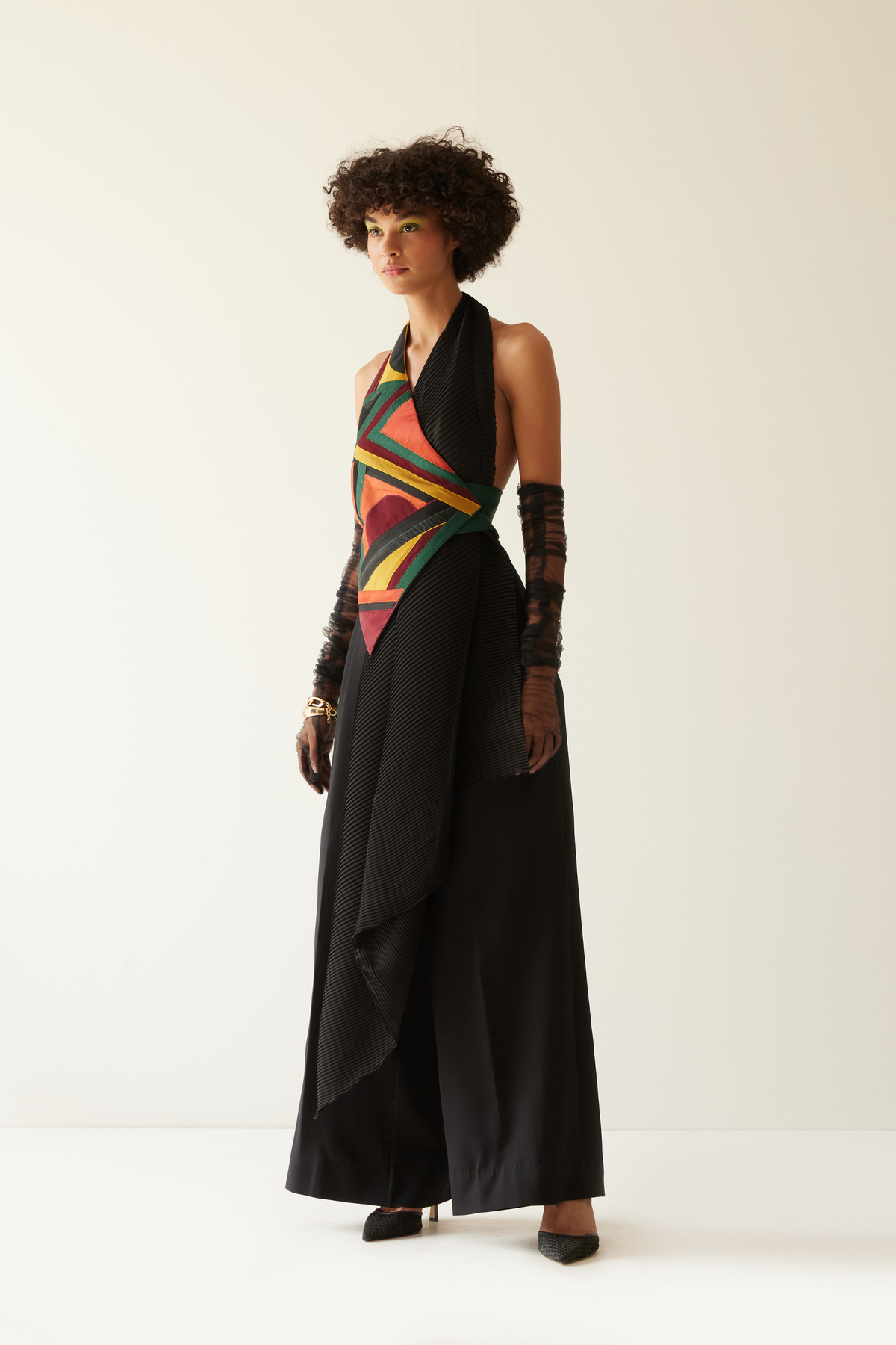 S.h. Raza One Sided Drape Jacket Co-ord