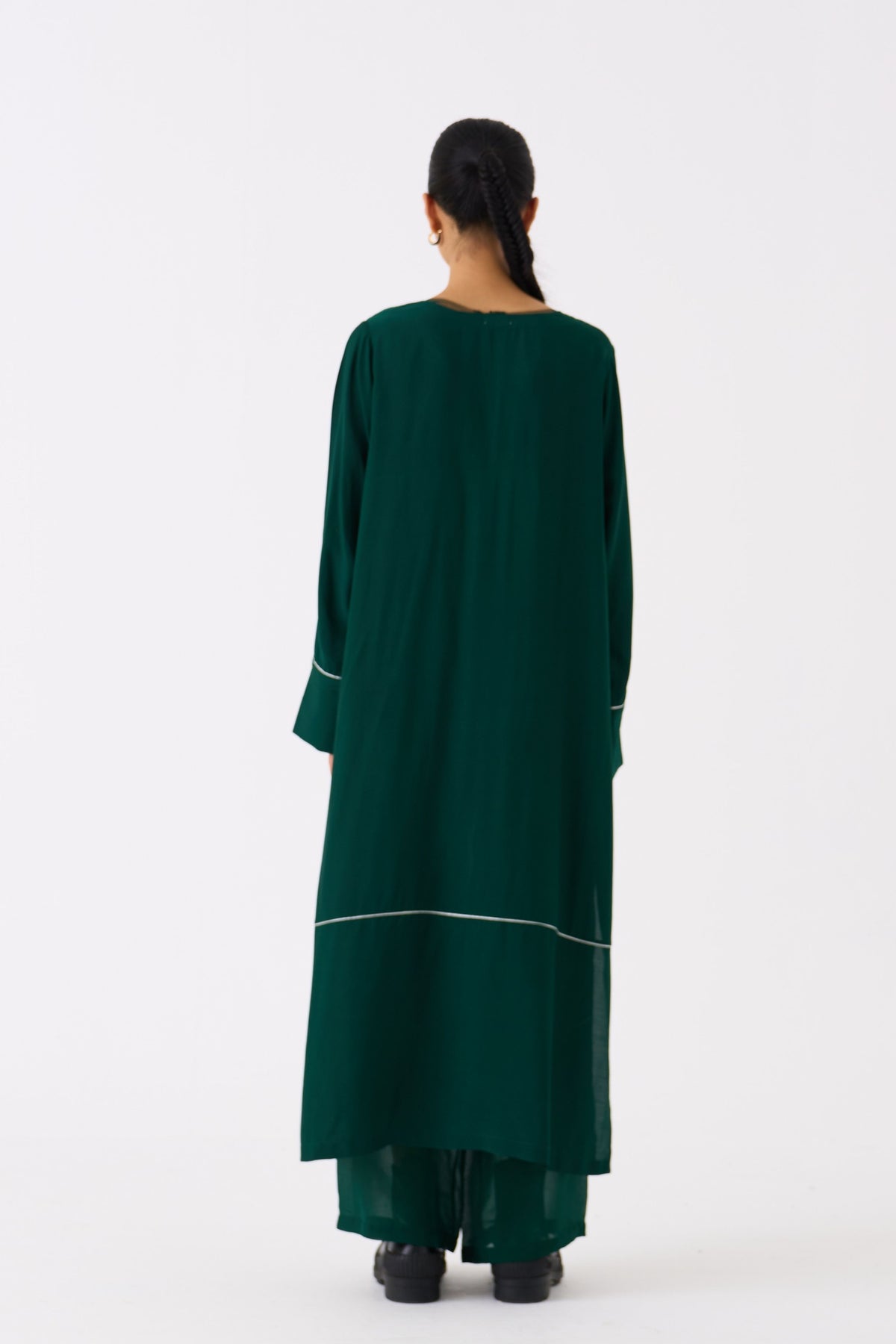 V-neck Green Kaftan Co-ord