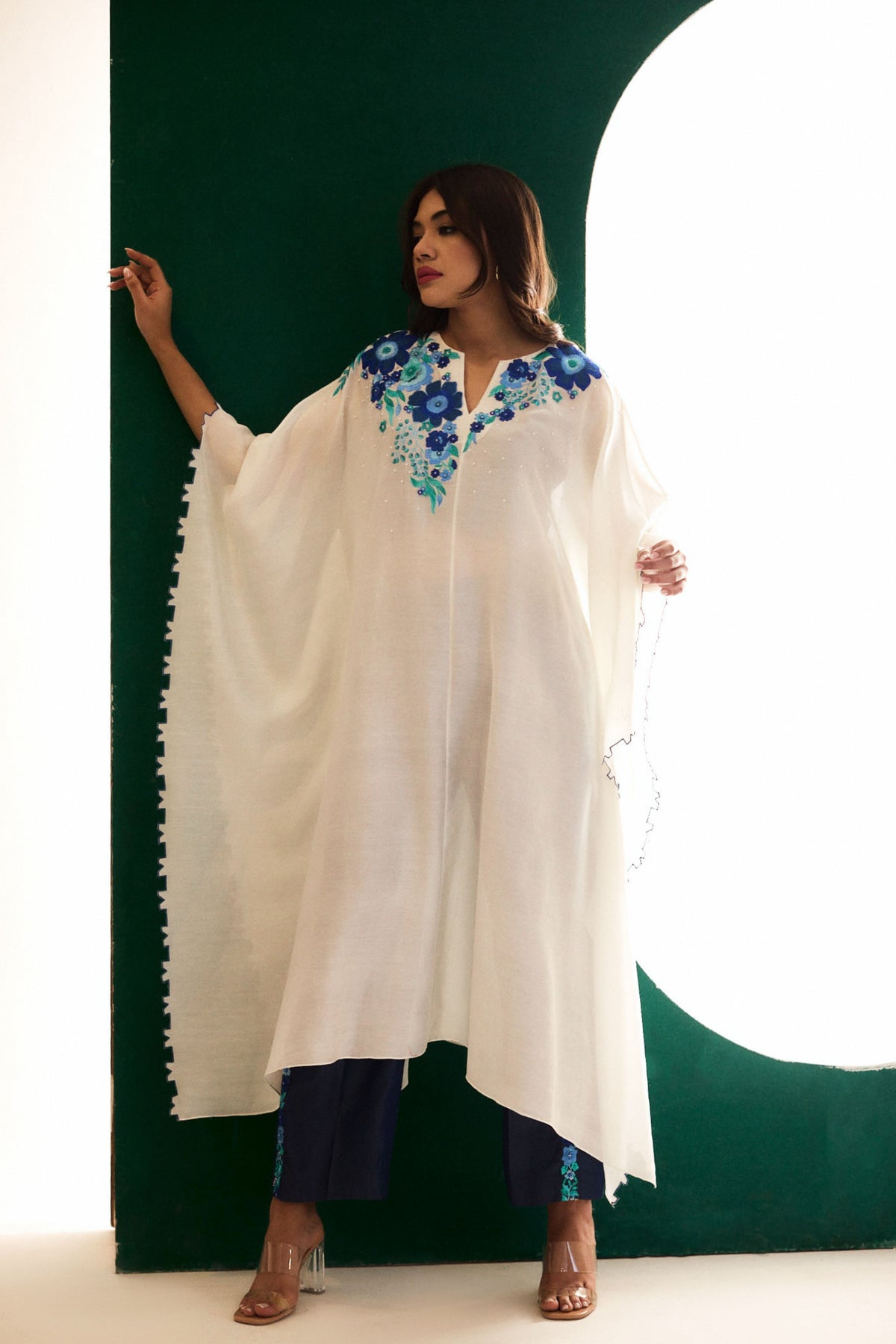 White Embroidered Utopian Cape