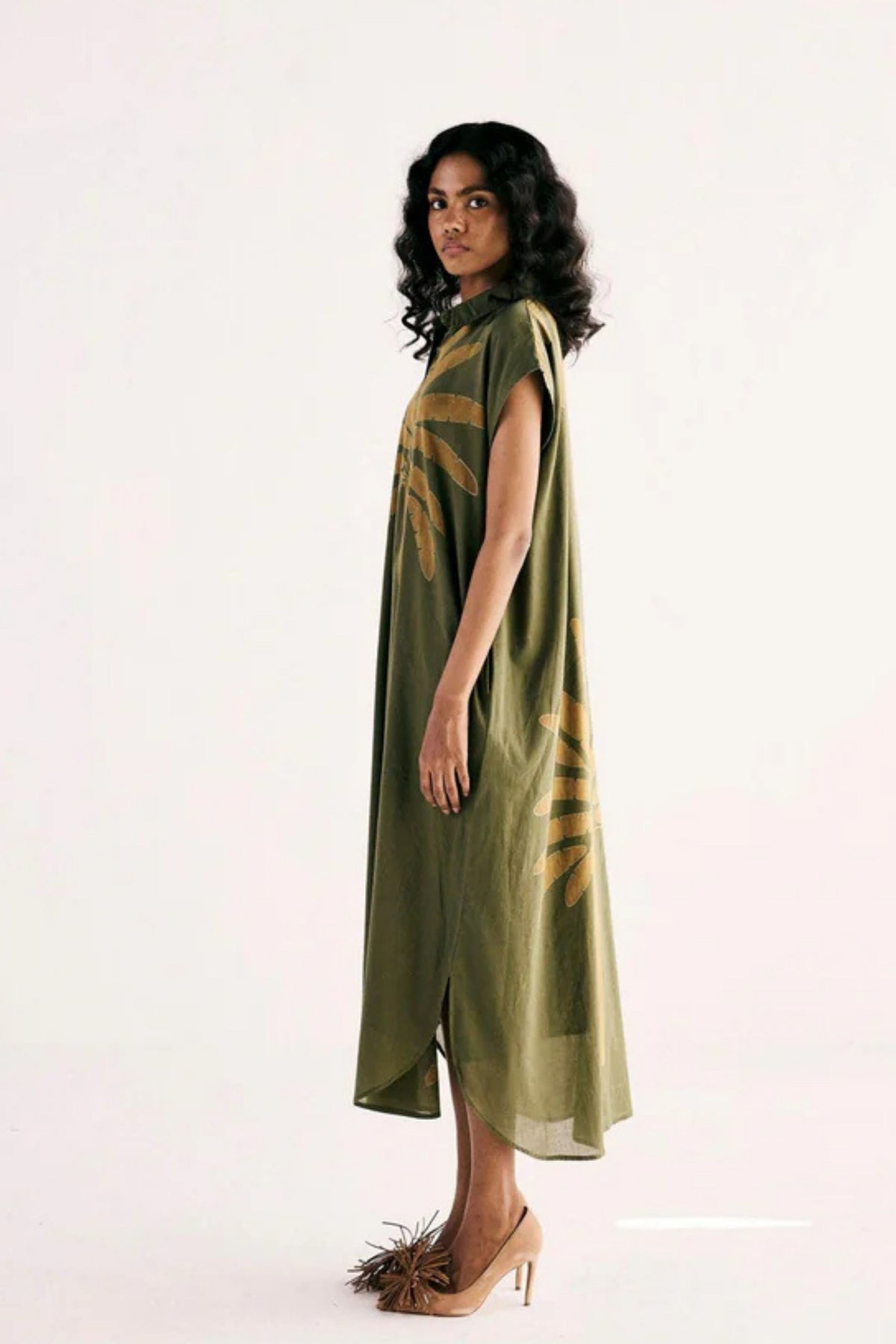 Olive Palm Shirt Dress