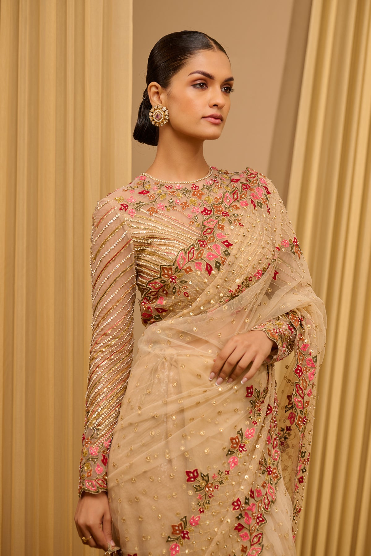 Classic Saree With Embroidered Blouse