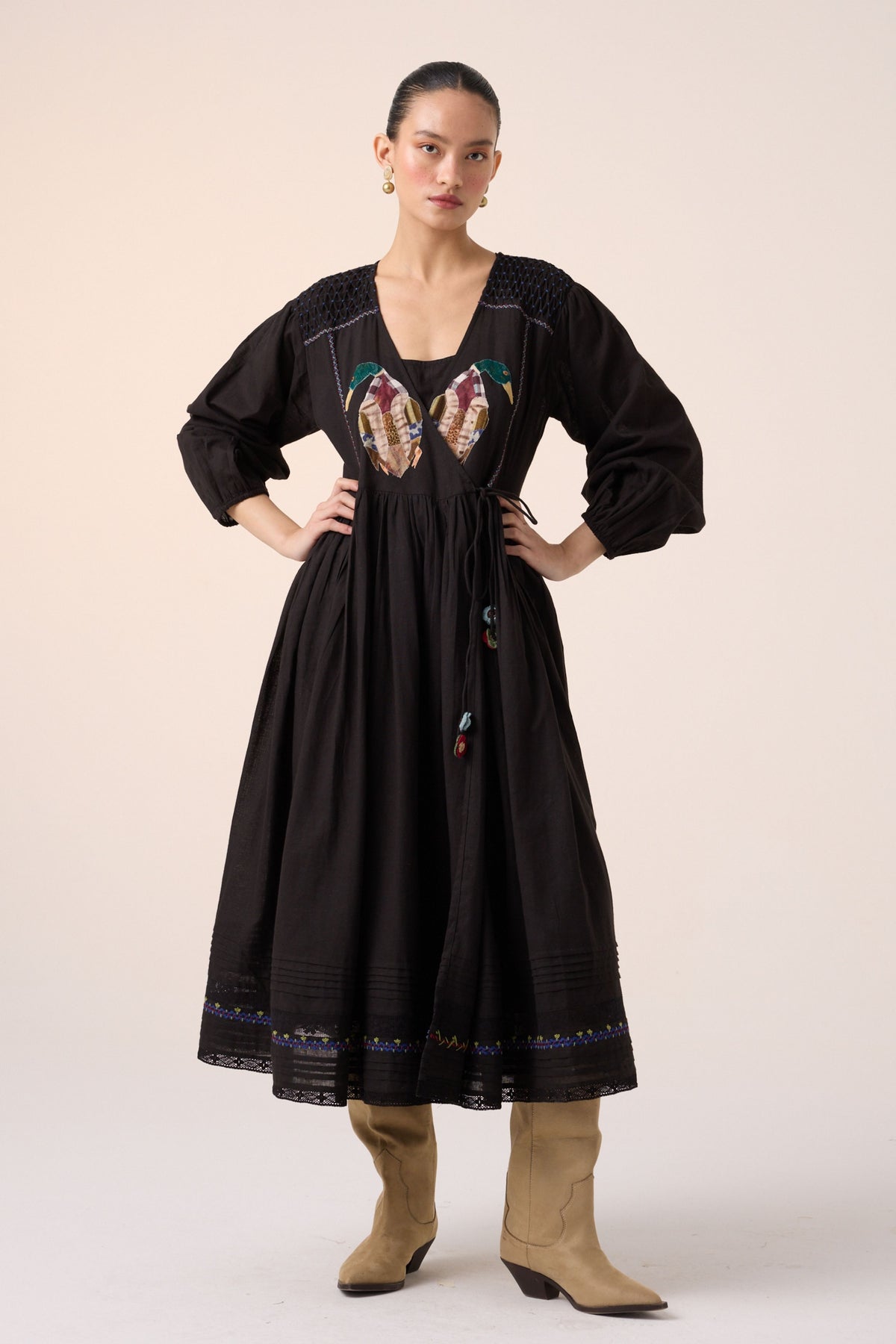 Poem Black Duck Applique Dress