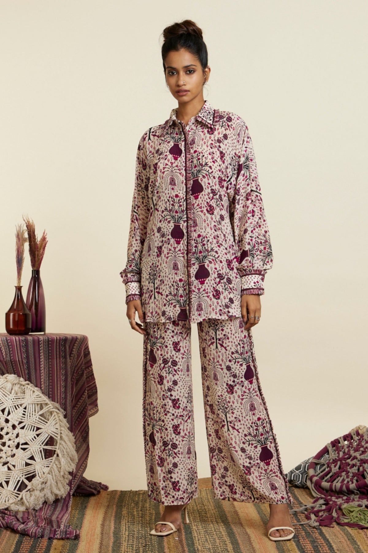 Safar Merlot Jaal Oversized Co-ord Set