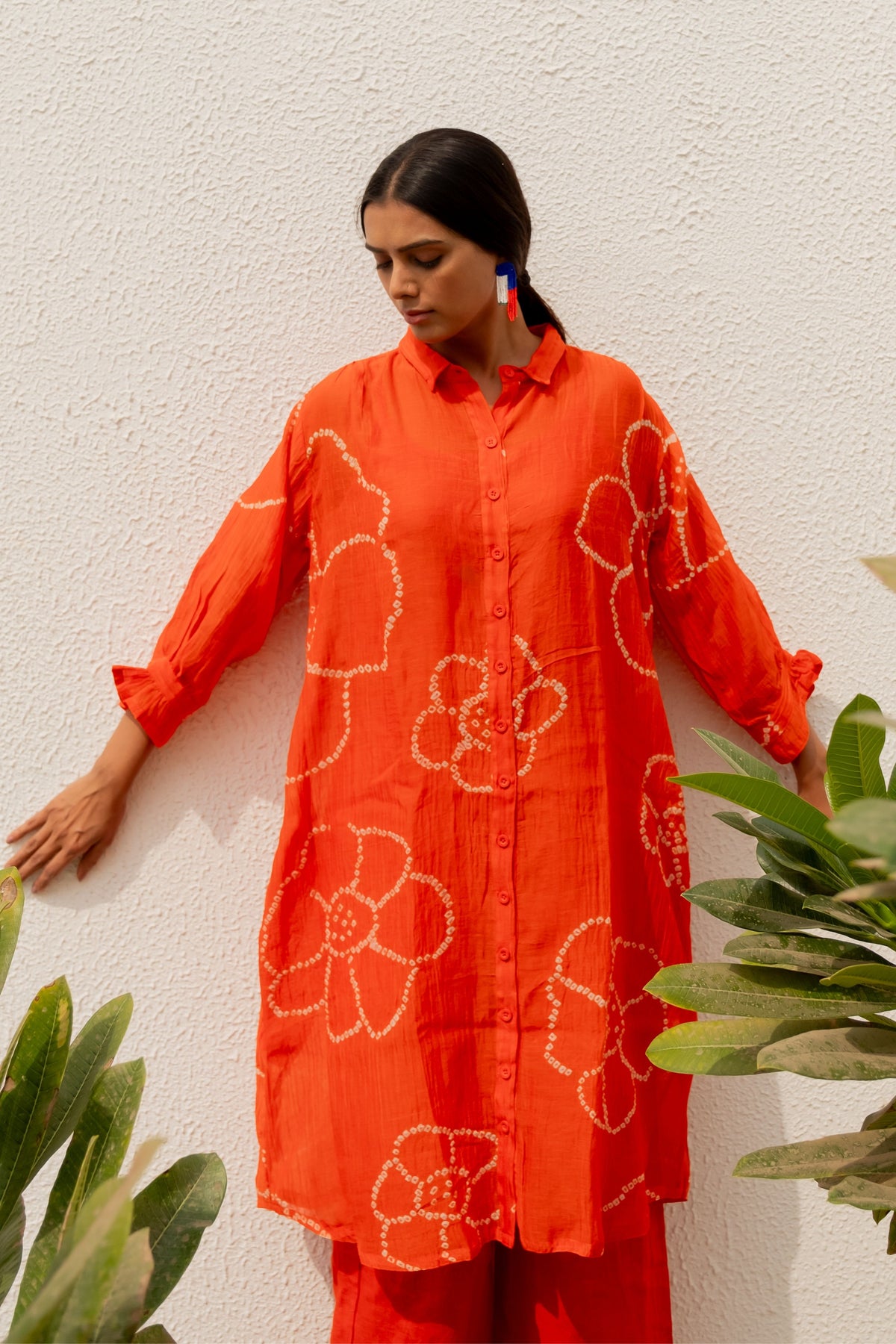 Burnt Orange Bandhani Tunic Set