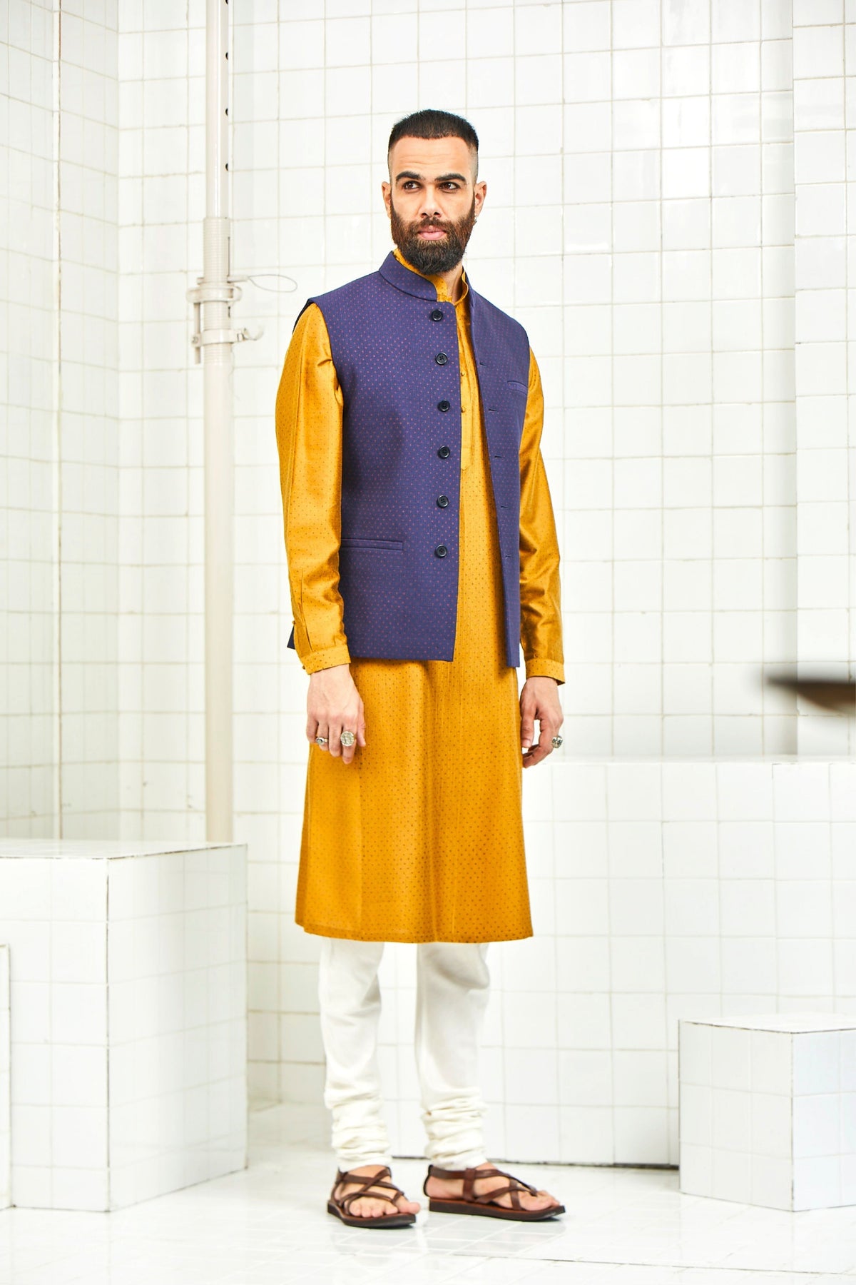 Dhadhu Quilted Nehru Jacket Set