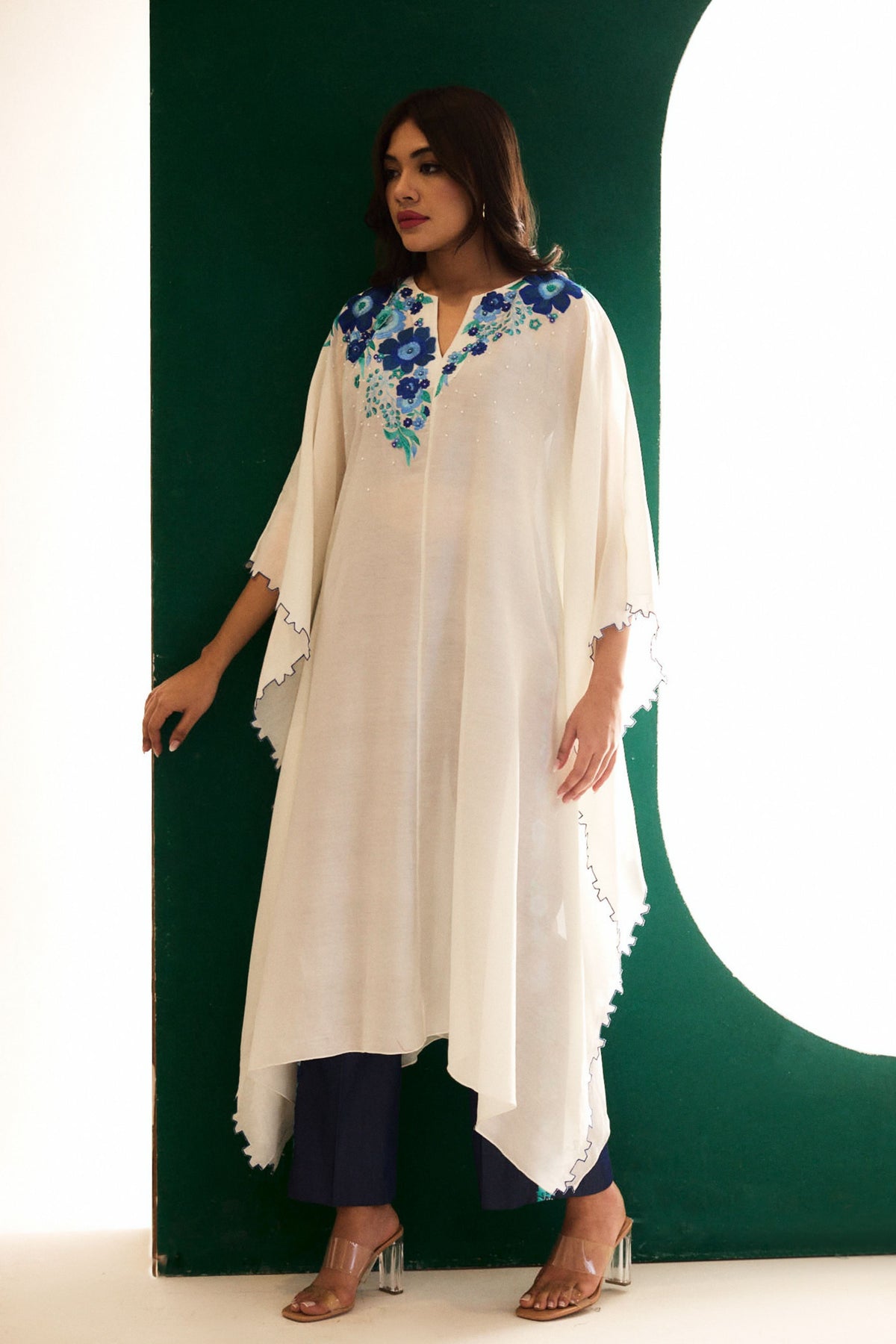 White Embroidered Utopian Cape