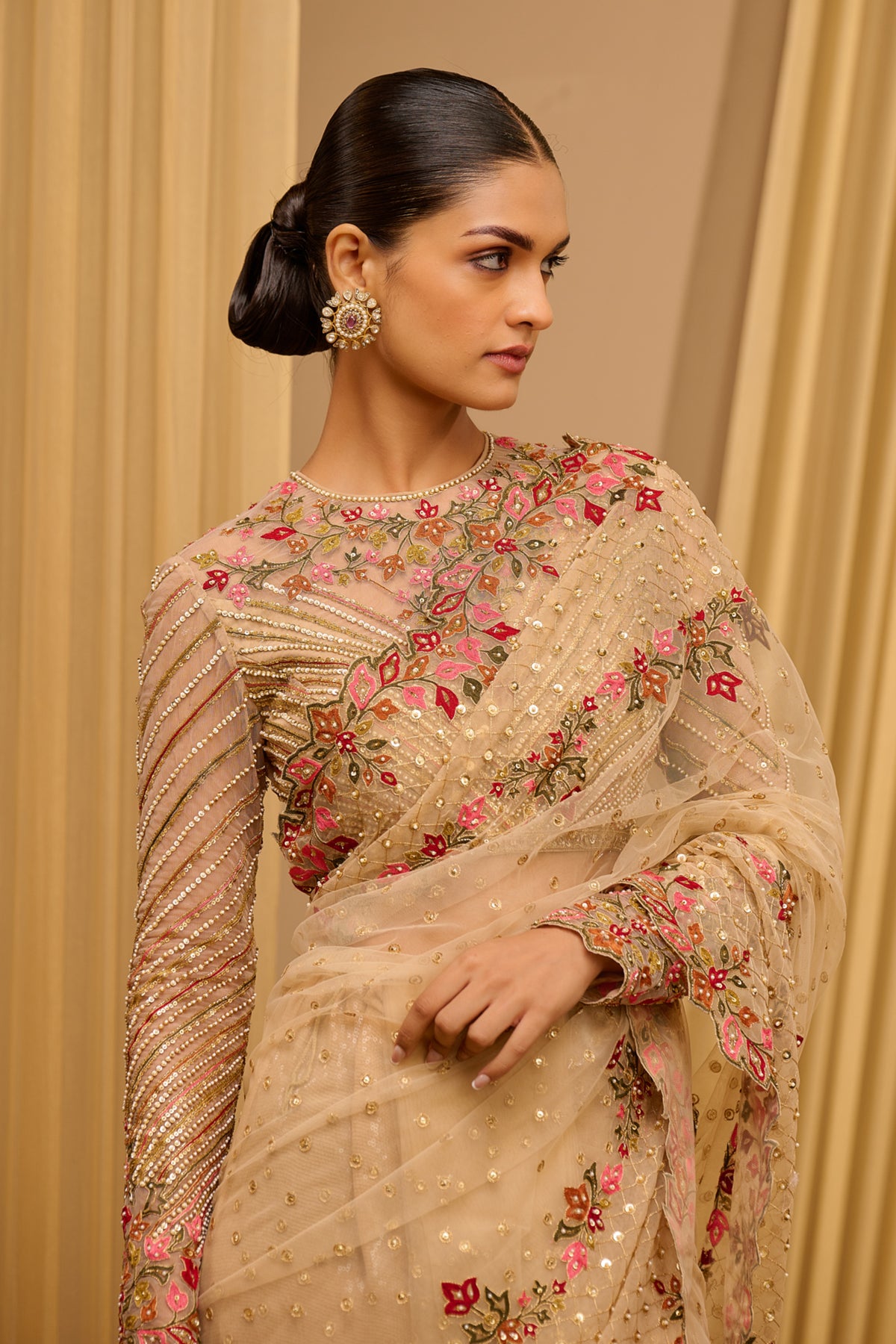 Classic Saree With Embroidered Blouse