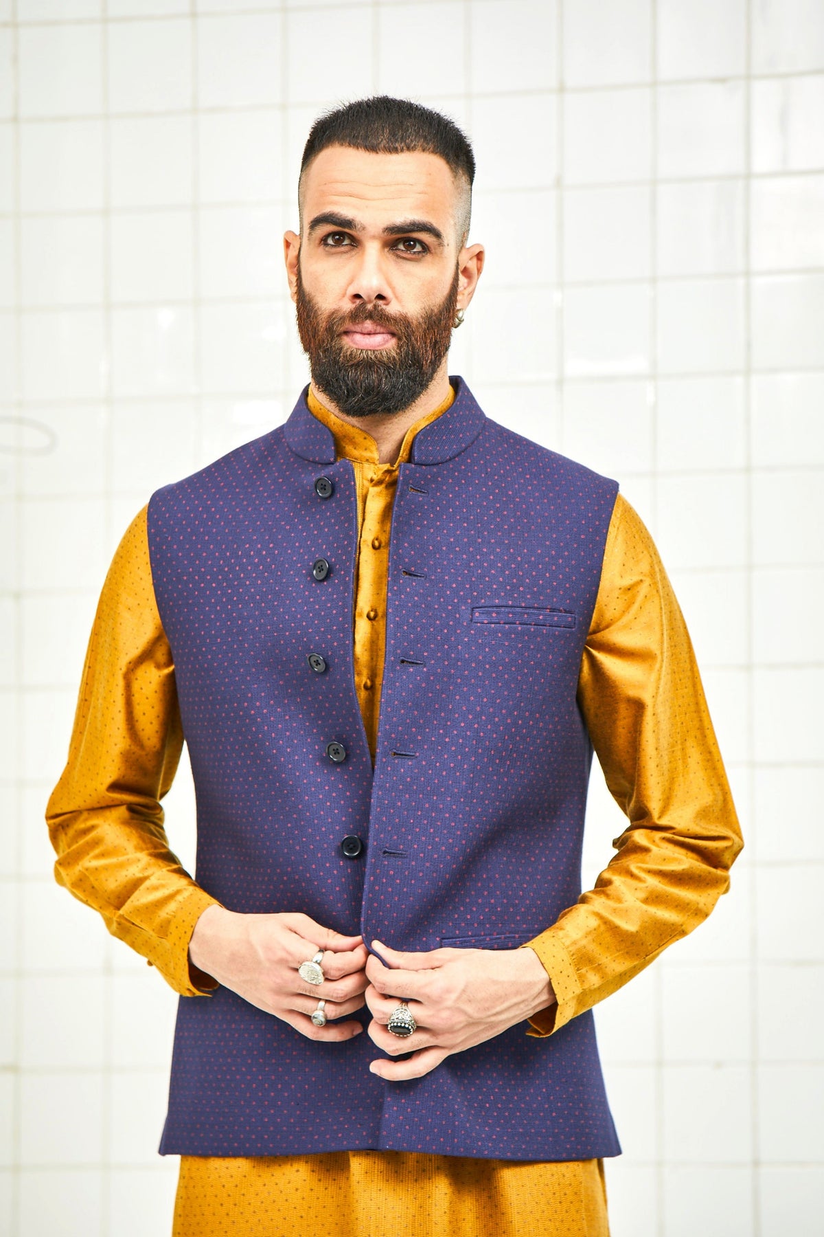 Dhadhu Quilted Nehru Jacket Set