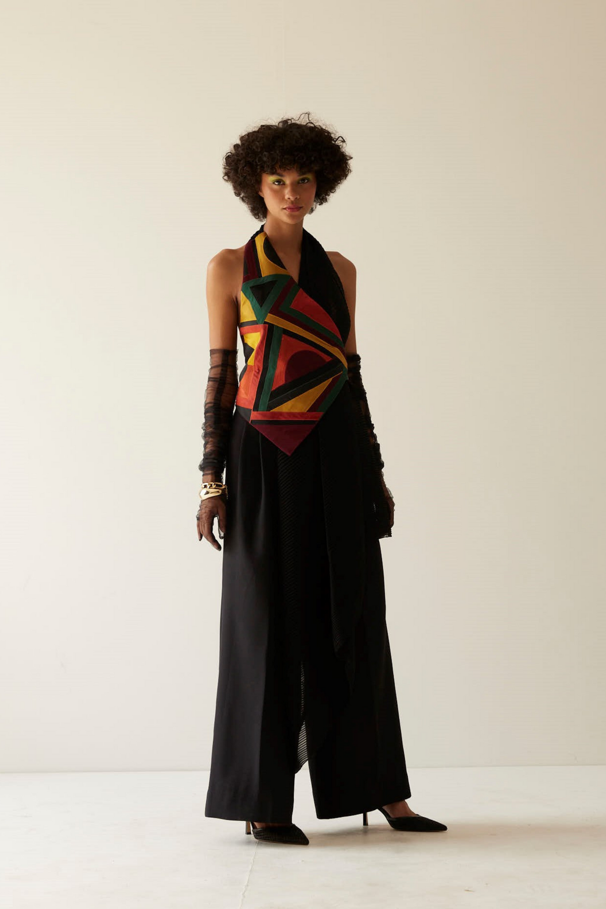 S.h. Raza One Sided Drape Jacket Co-ord