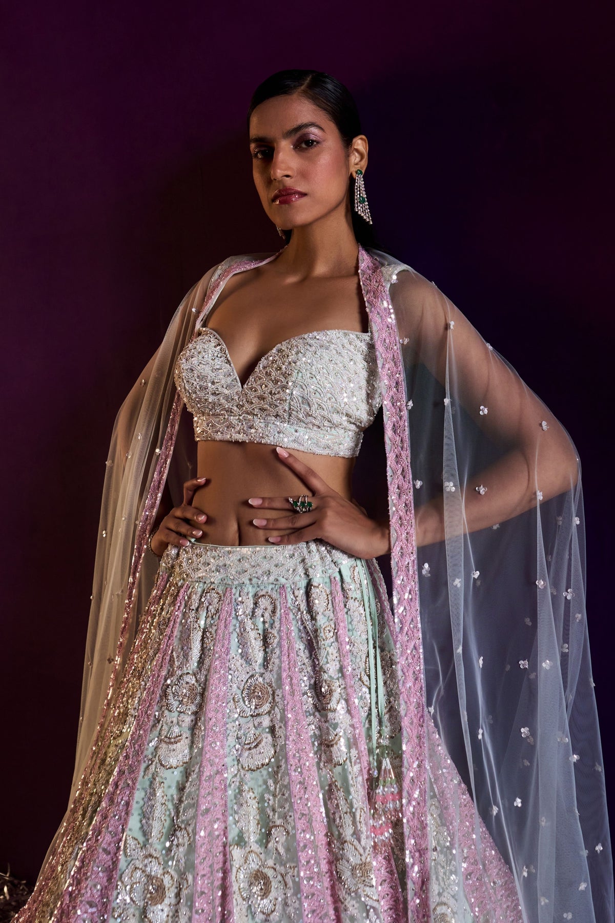 Pink Ivory Net Lehenga Set