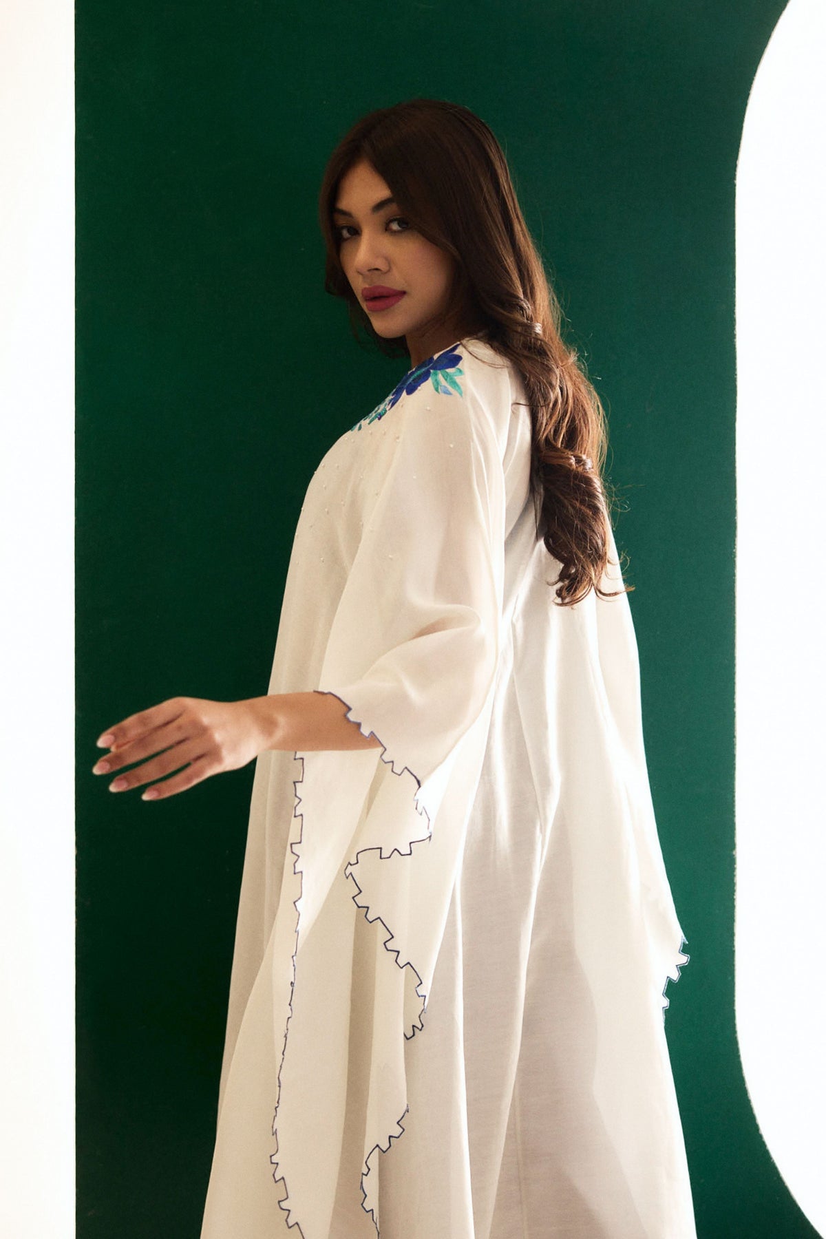 White Embroidered Utopian Cape