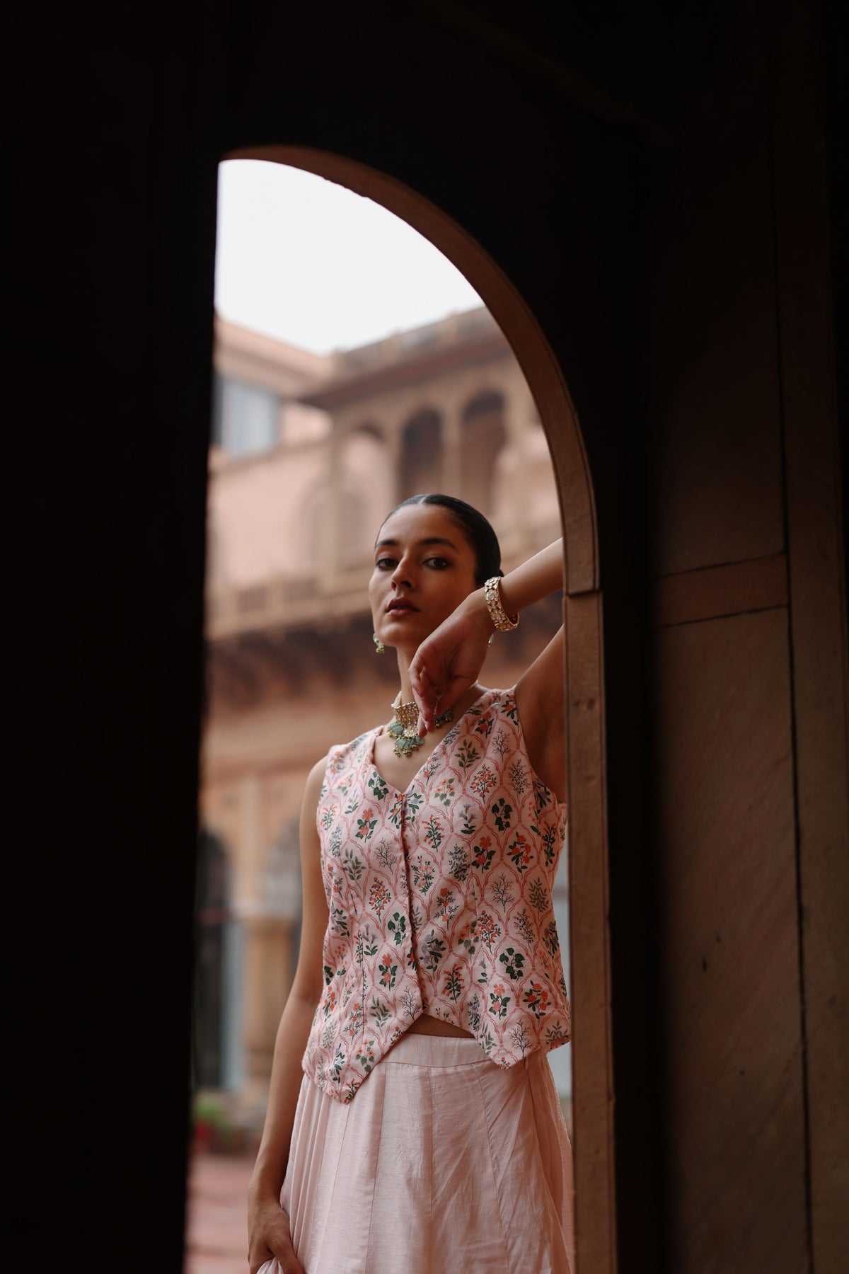 Pink Waistcoat and Skirt Set