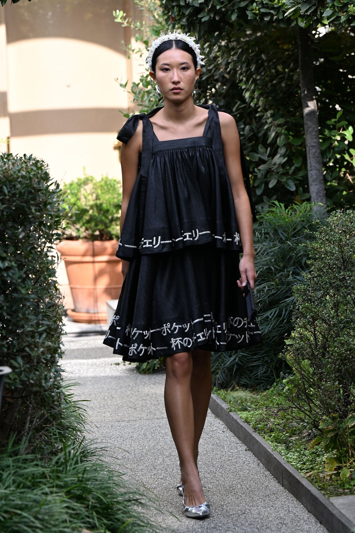 Midnight Sheen Tiered Dress