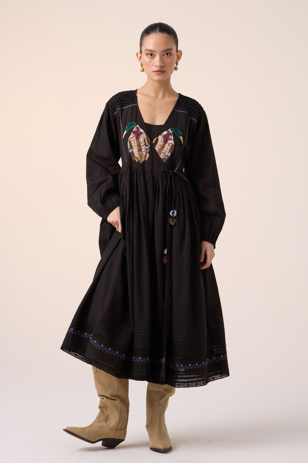 Poem Black Duck Applique Dress