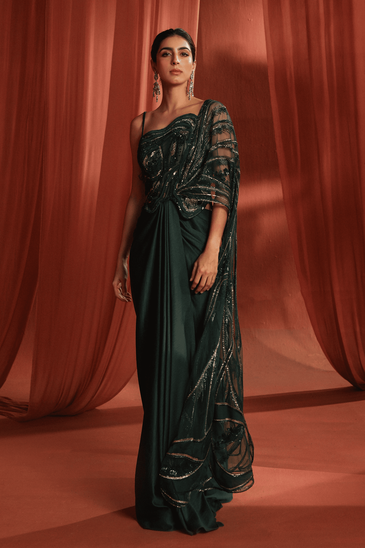 Green Binding Saree