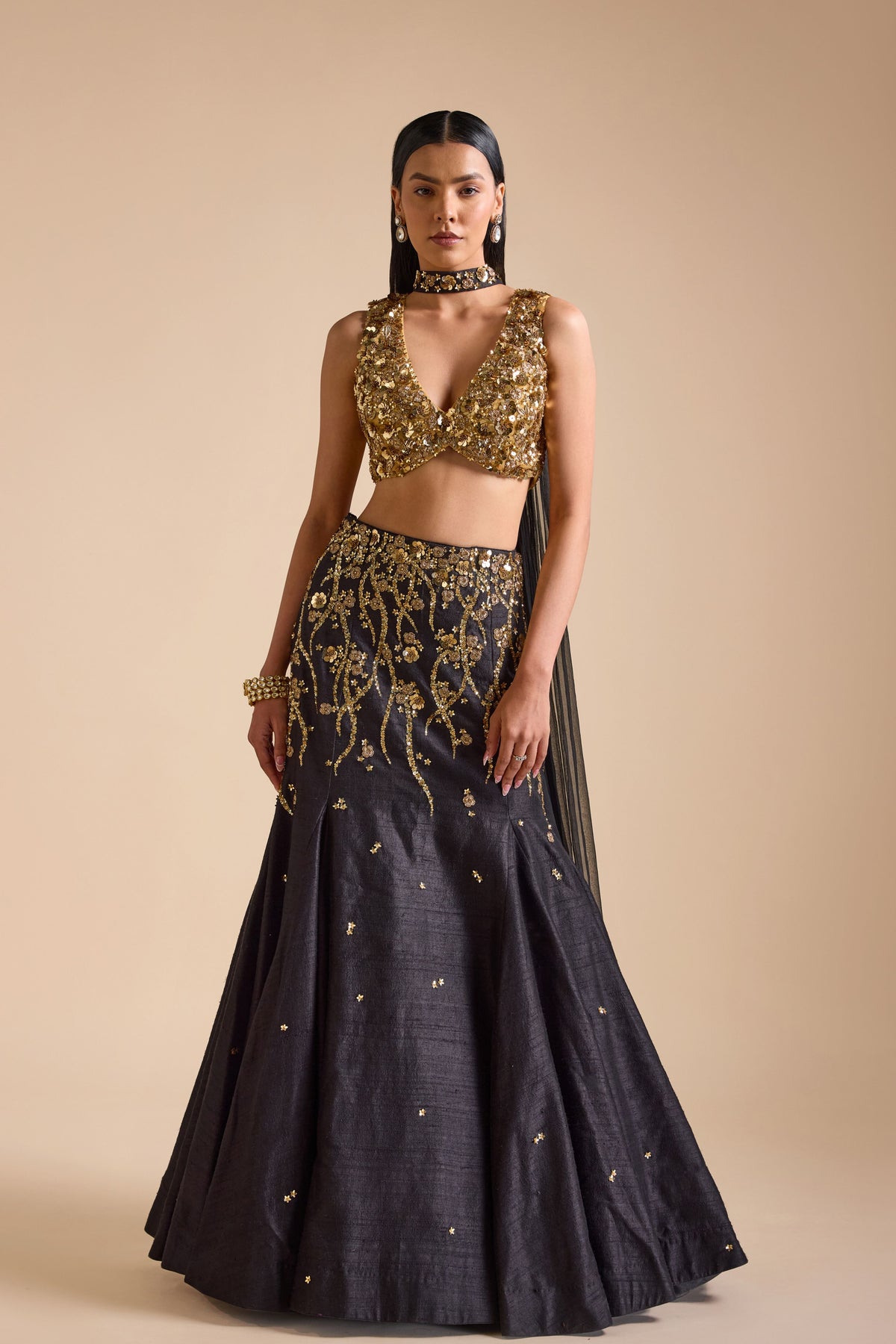 Black Mermaid Style Lehenga Set