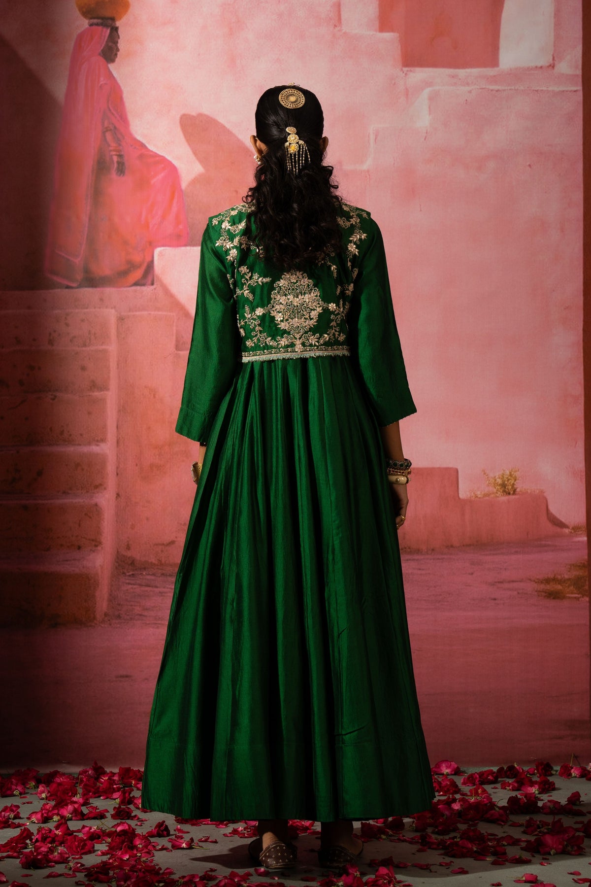 Green Jodha Jacket Anarkali