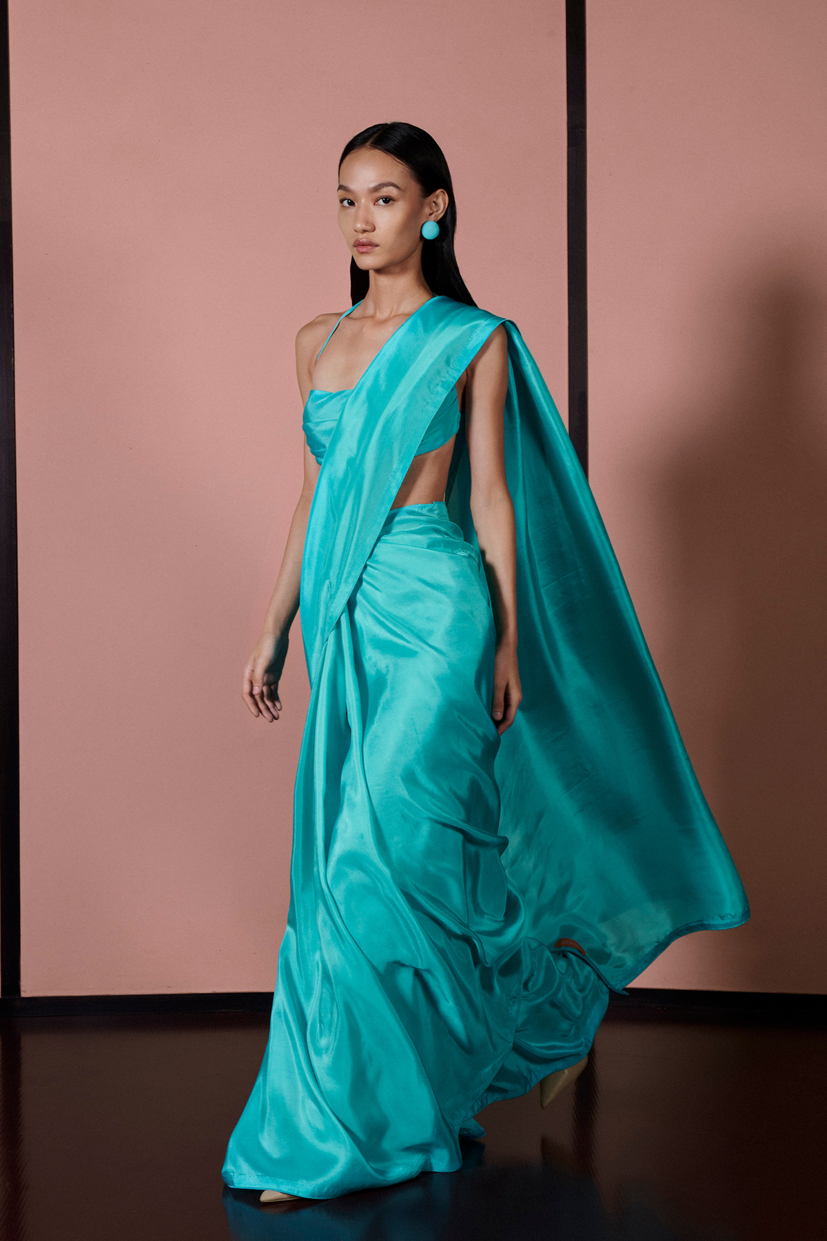 Handwoven Turquoise Blue Silk Sari