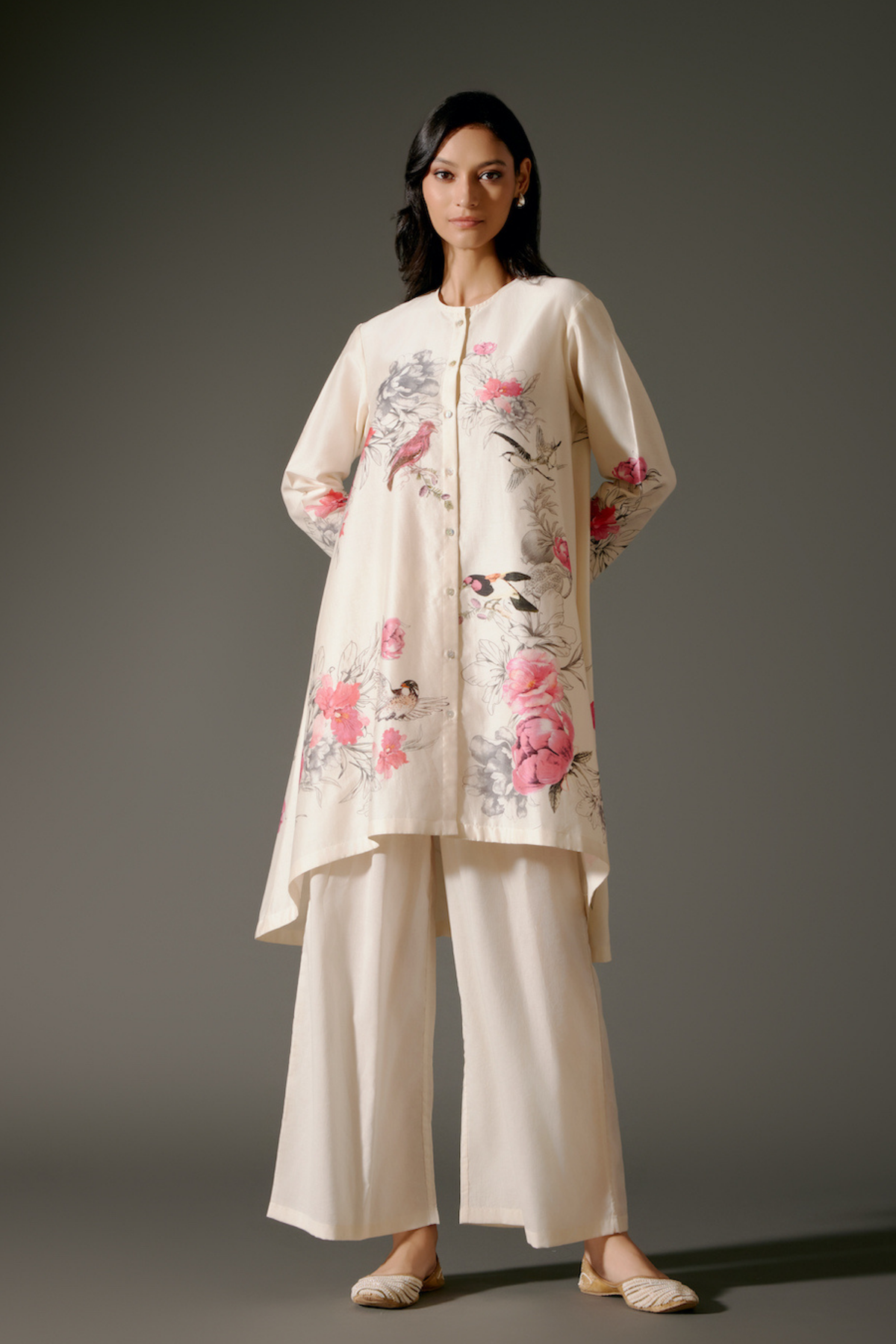 Flared A-line Ivory Tunic Set