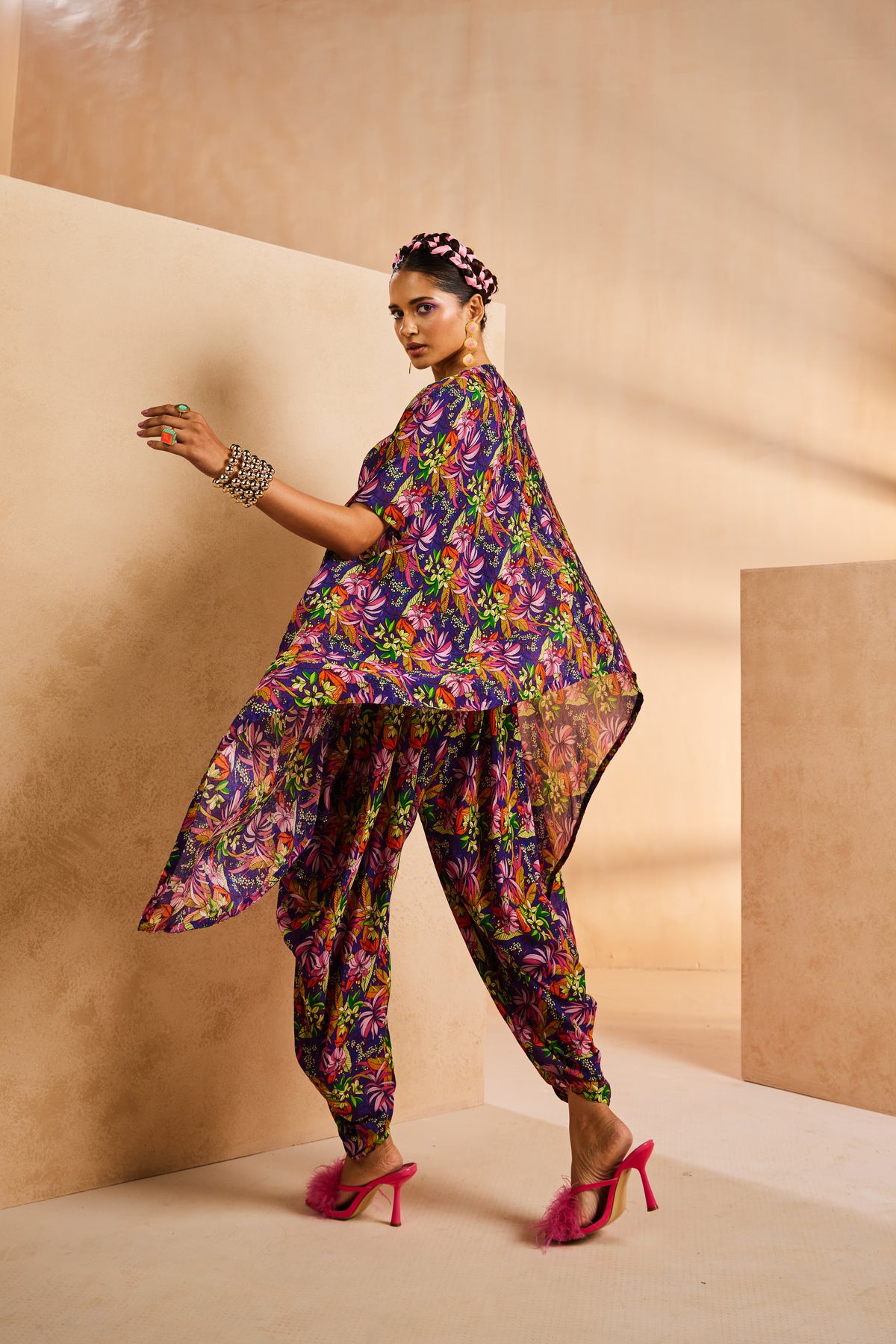 Dhoti jumpsuit cape