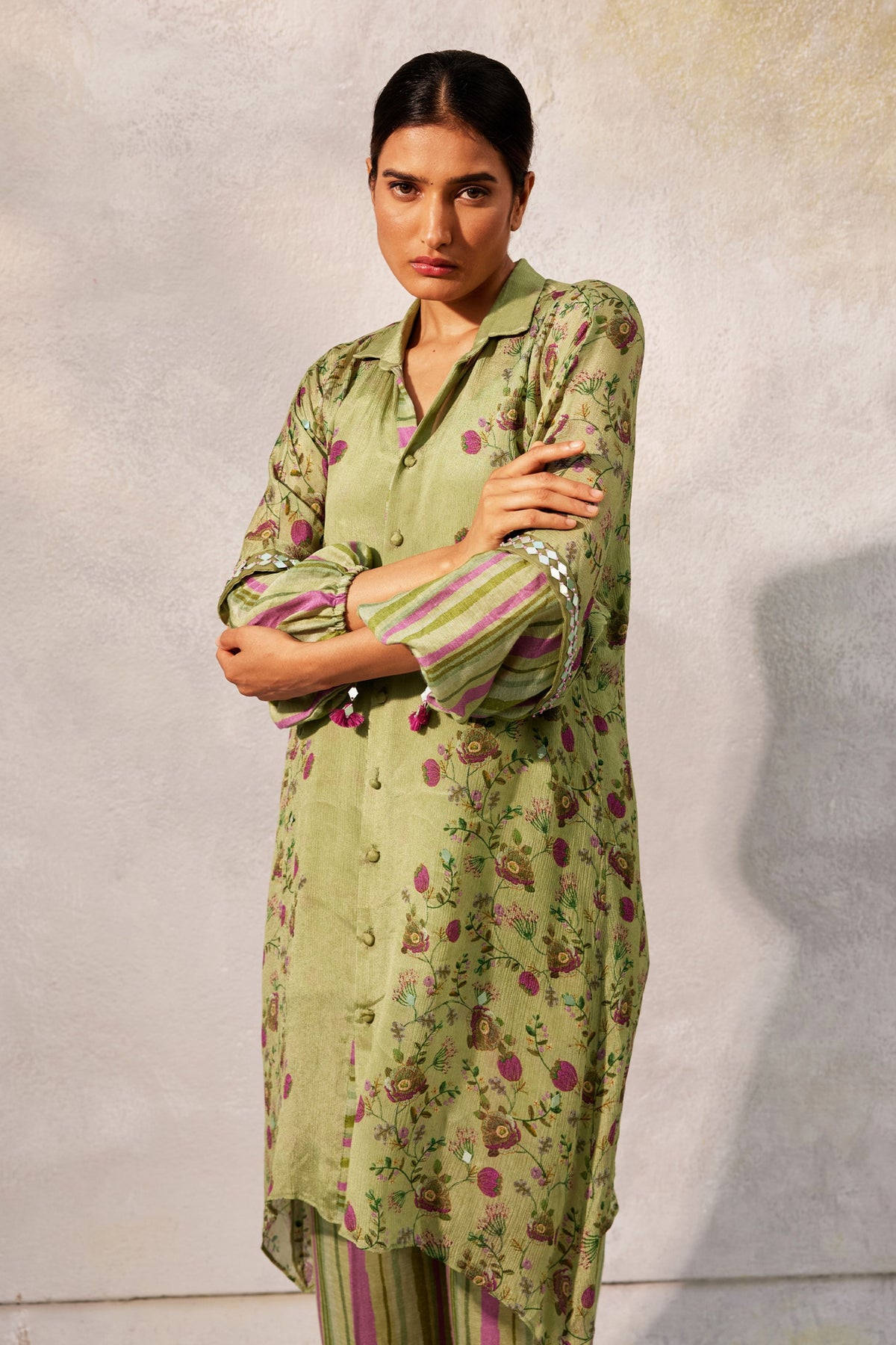 Pista Green Printed Tunic Set