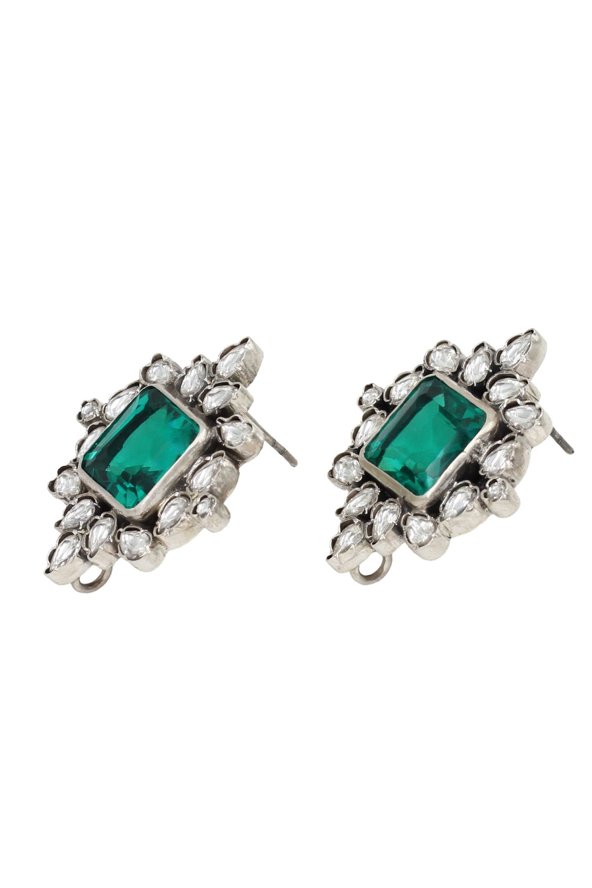 Silver Green Earrings