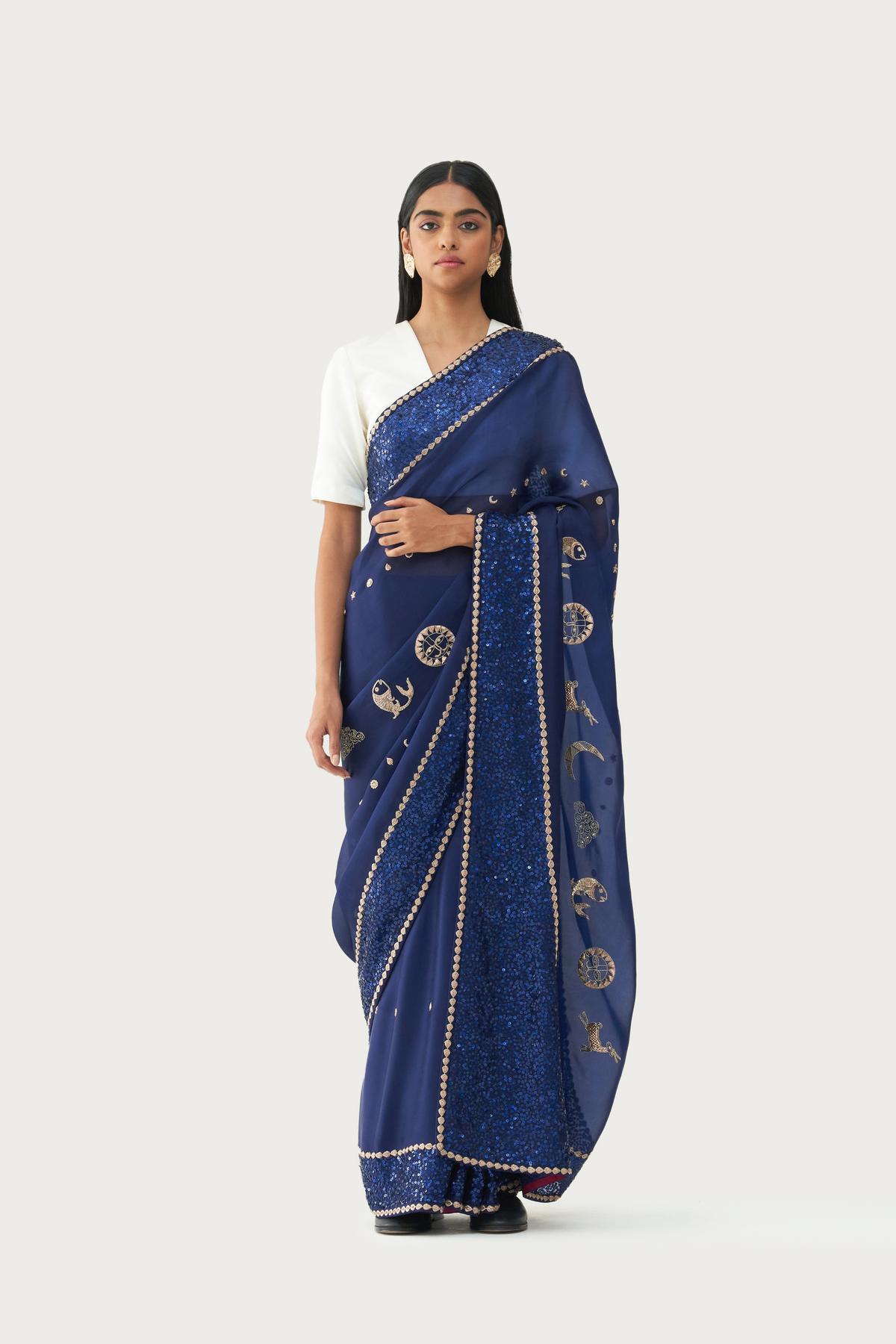 Cosmic sapphire saree