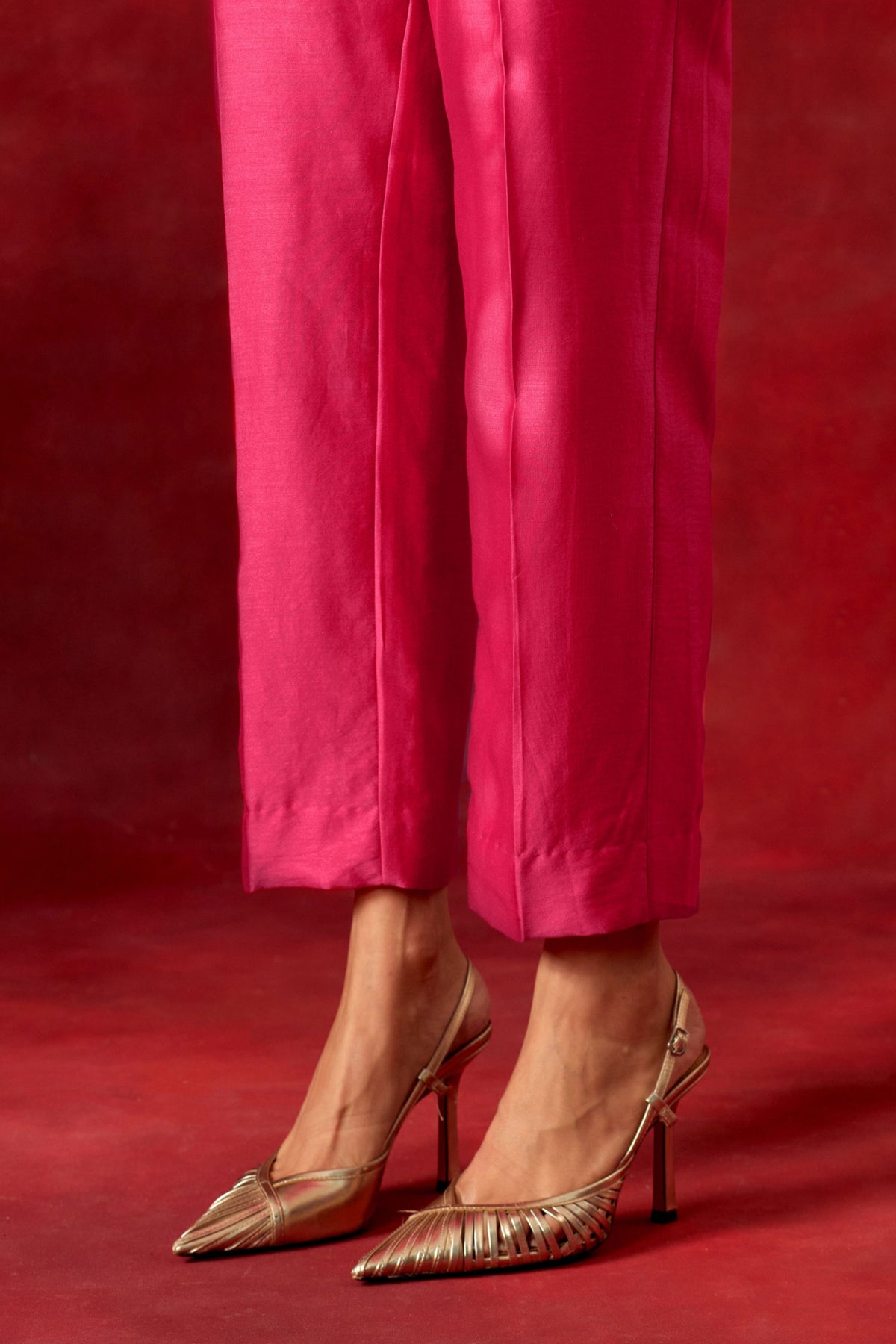 Fuchsia Embroidered Yoke Kurta Set