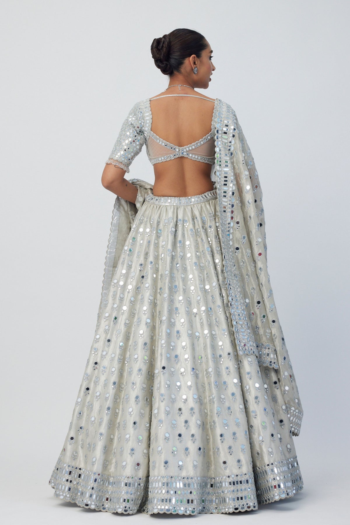 Silver Shimmer Mirror Lehenga Set