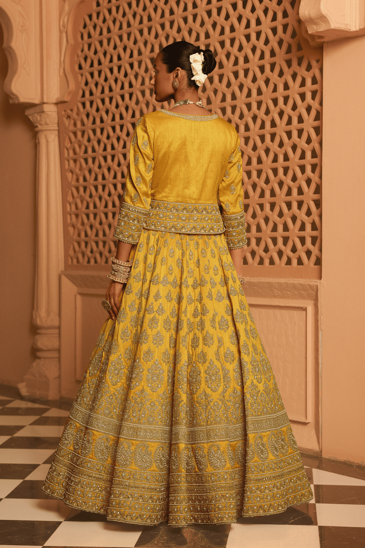 Noorali Mustard Lehenga Set