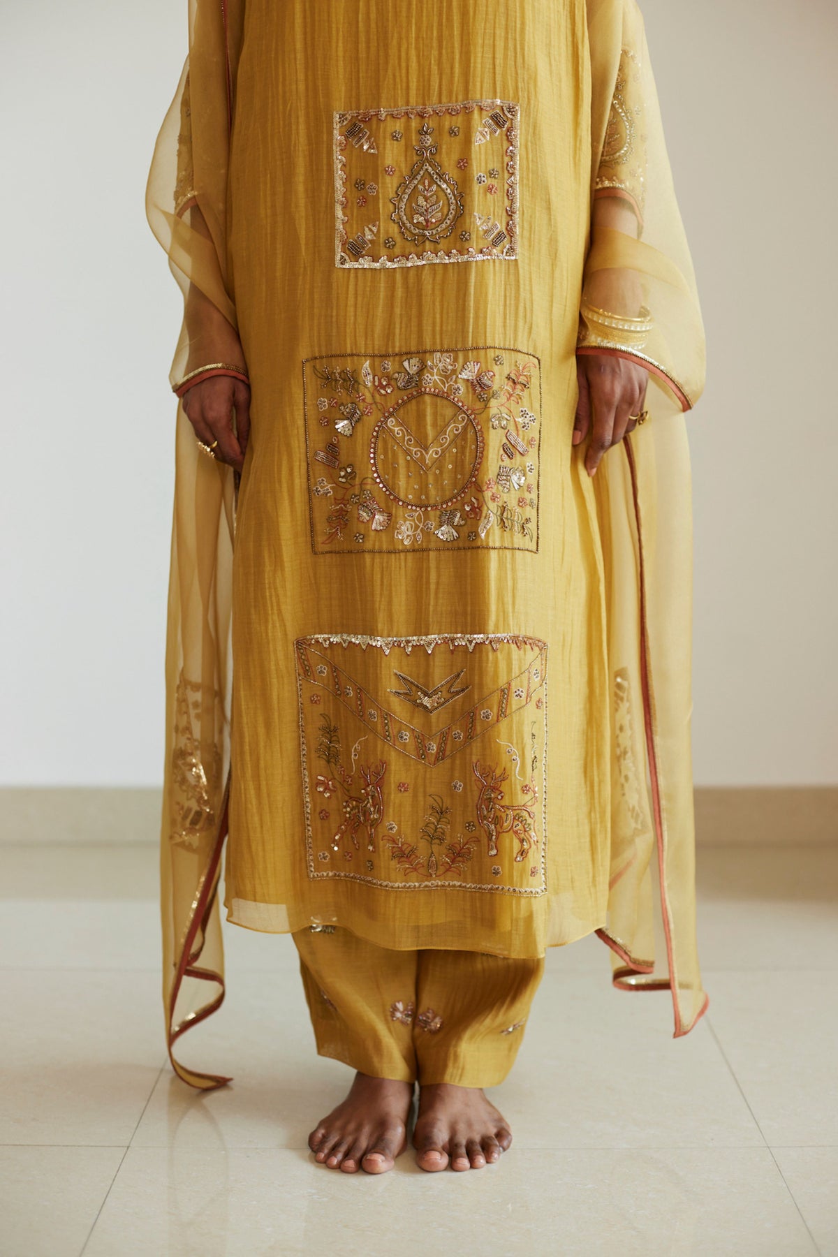 Yellow Akaari Kurta Set