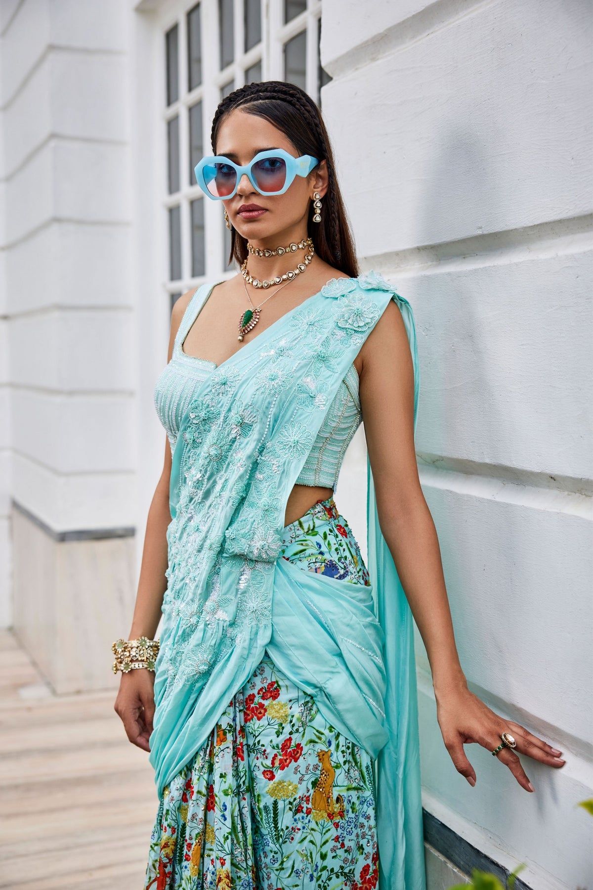 Sea Blue Shikargah Saree