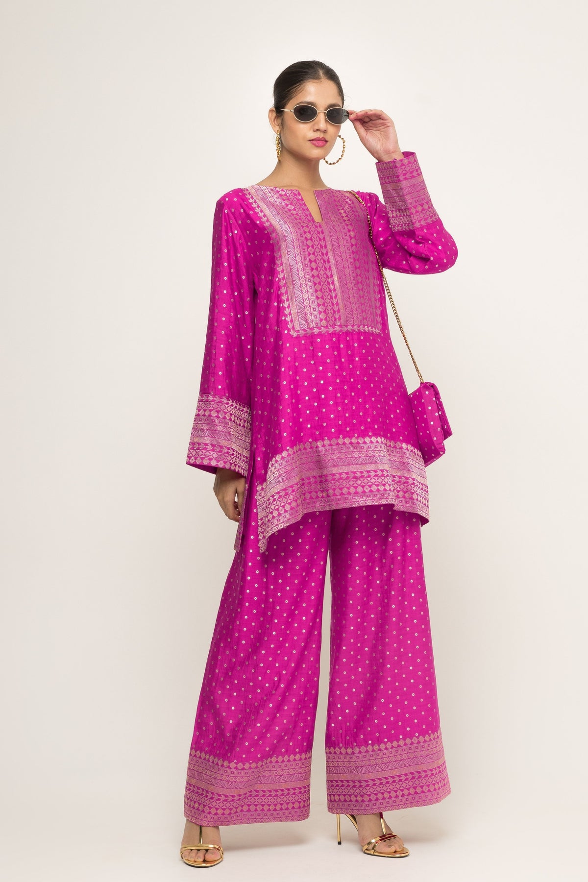 Sitara Dotted Pink Tunic Set