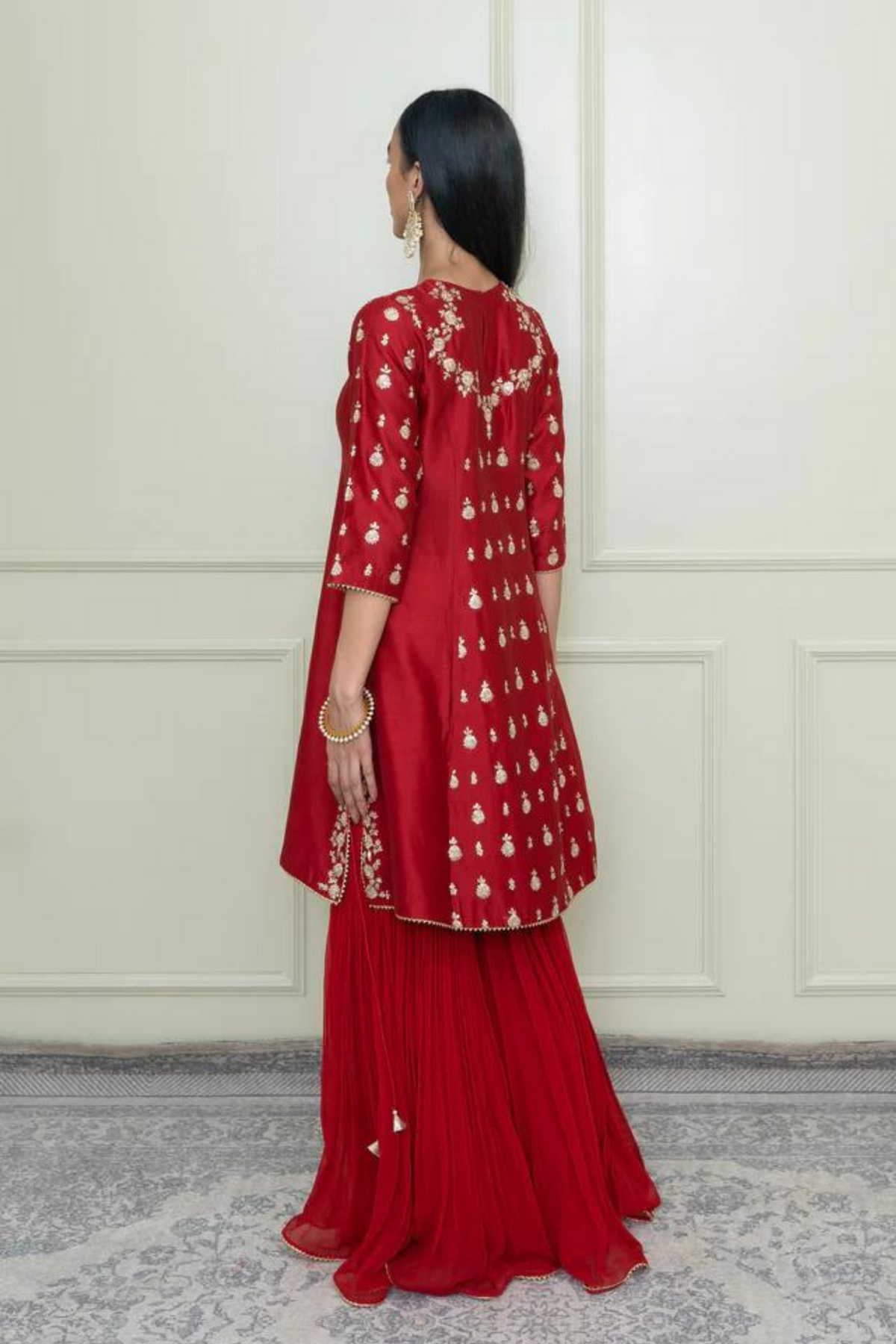 Scarlet red gharara set