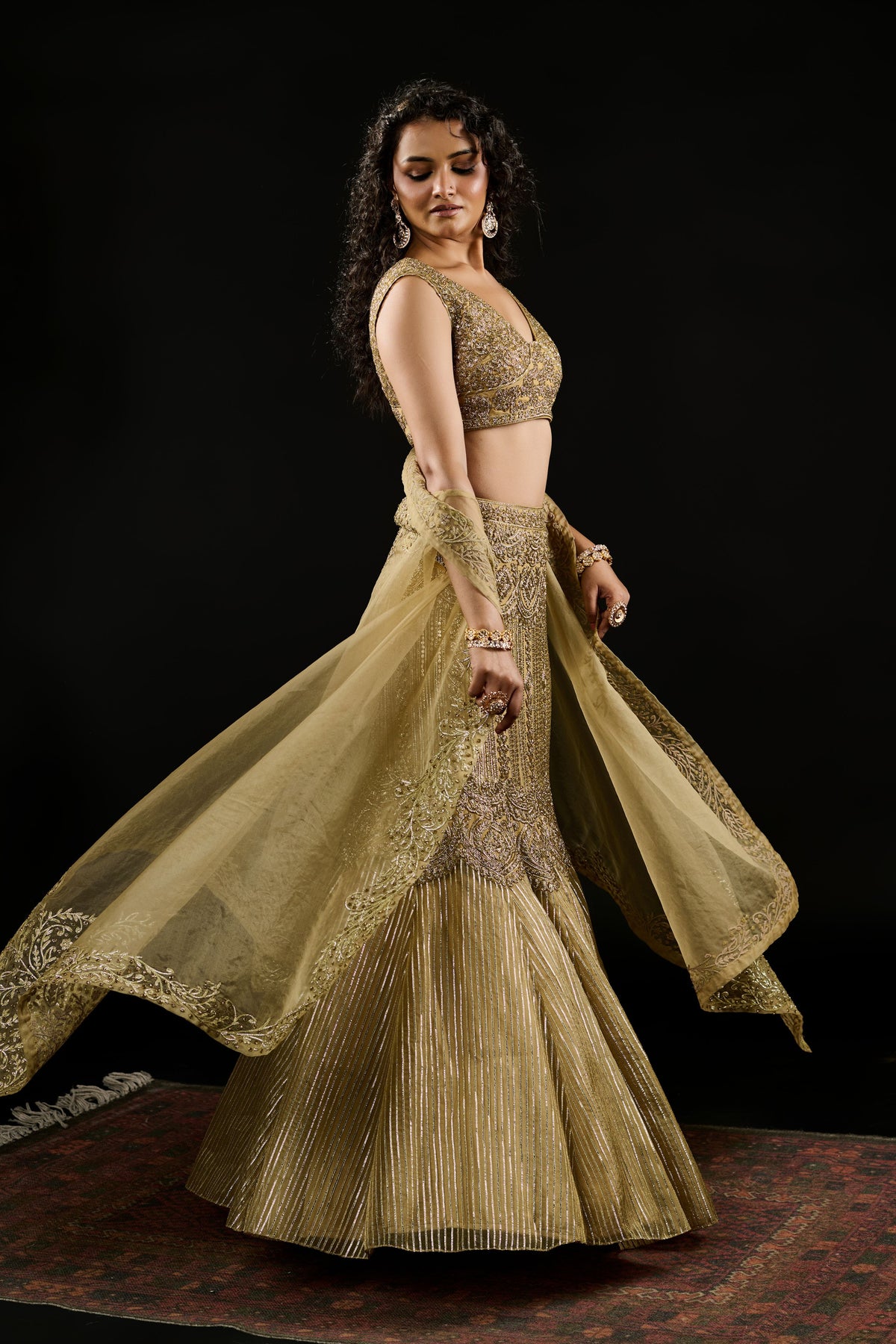 Amani Golden Lehenga Set