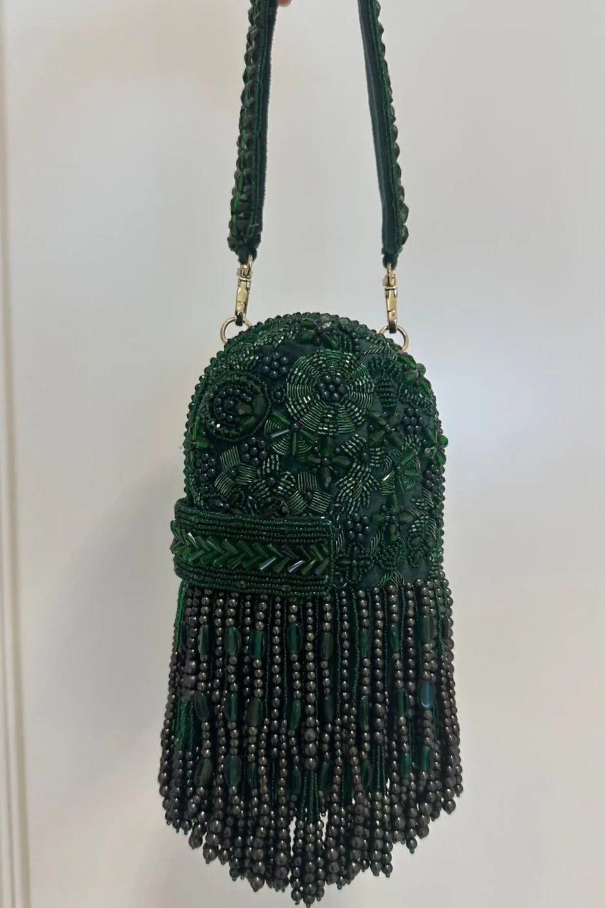 Azmat Green Embellished Capsule Bag