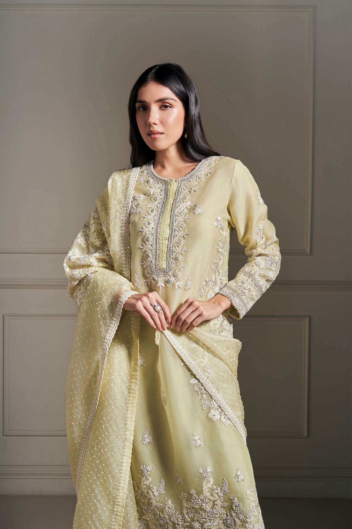 Light Green Embellished Kurta Set