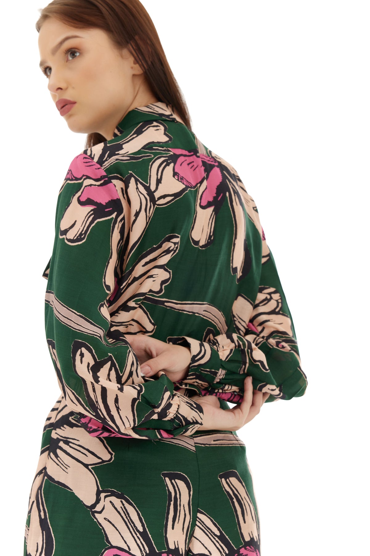 Green and Pink Floral Shirt