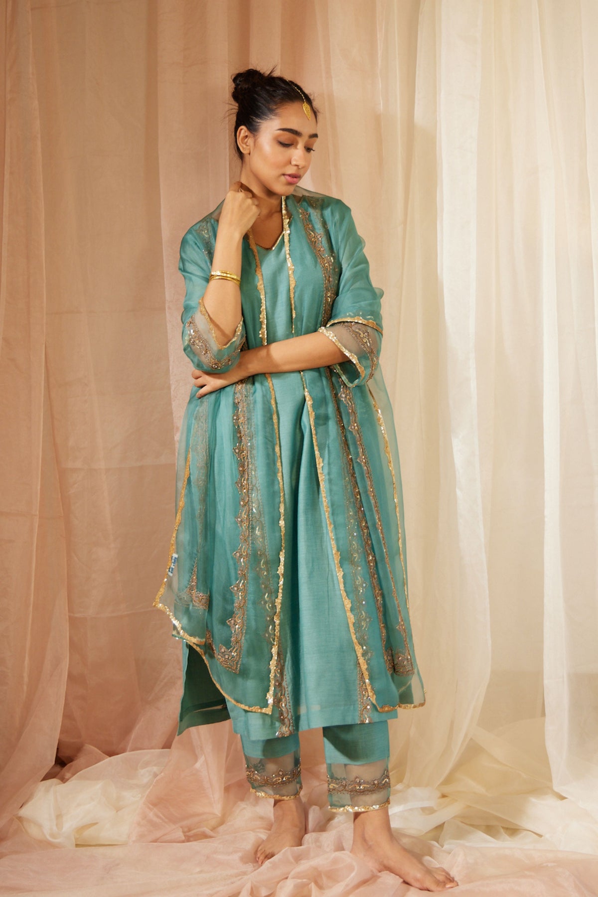 Blue Abir Kurta