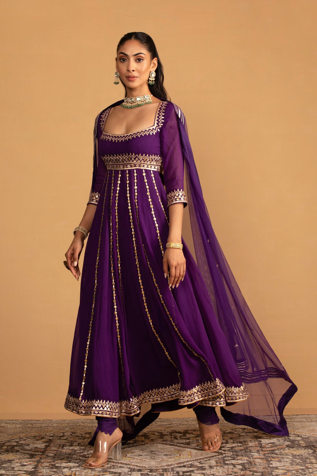 Purple Anarkali Set