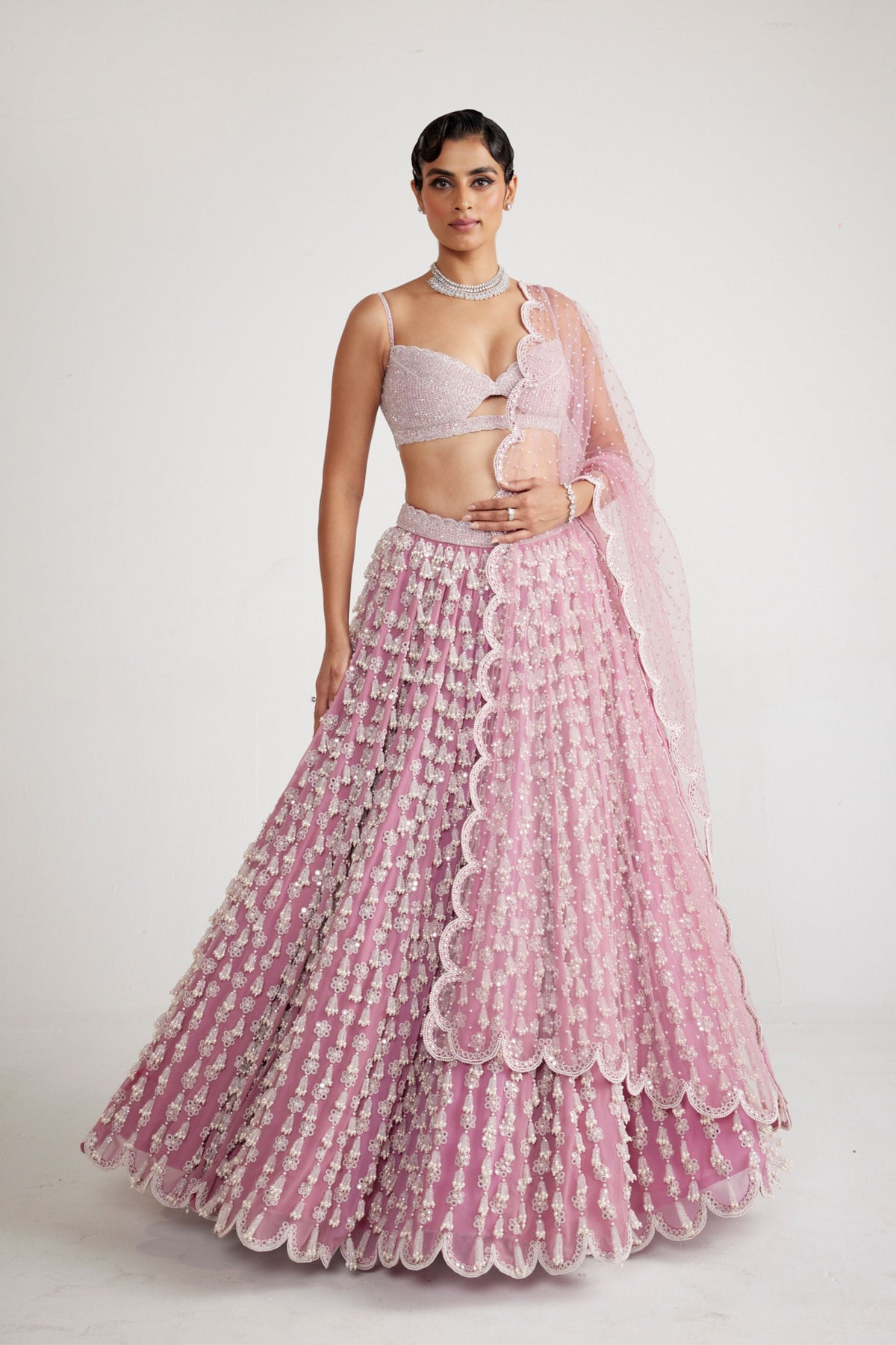 Onion Pink Chandelier Lehenga Set