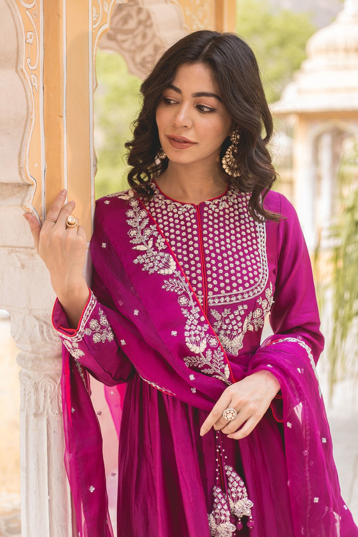 Magenta Anarkali Set