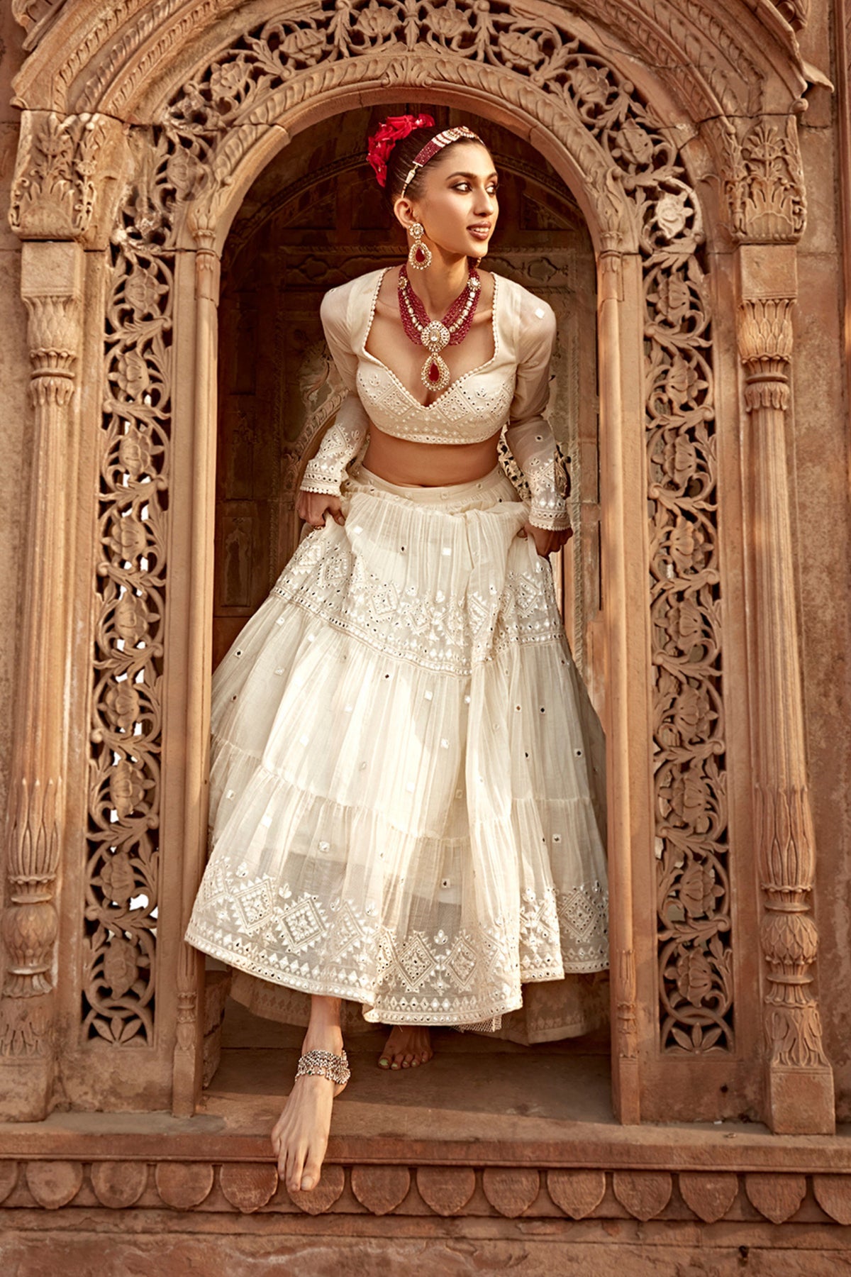 Off White Diamond Lehenga Set