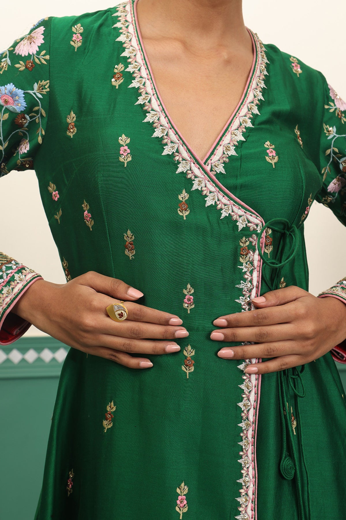 Green Angrakha Anarkali