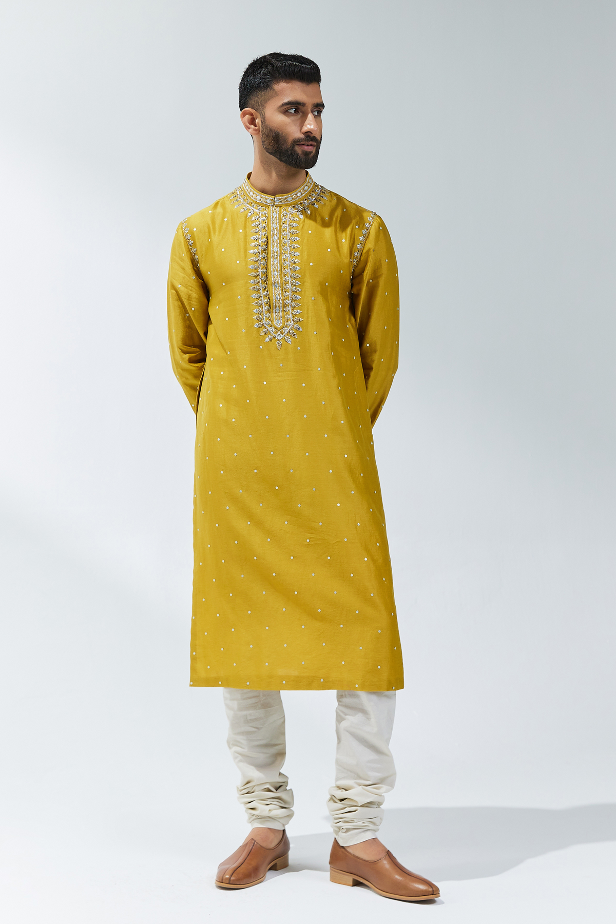 Mustard Embroidered Kurta Sets