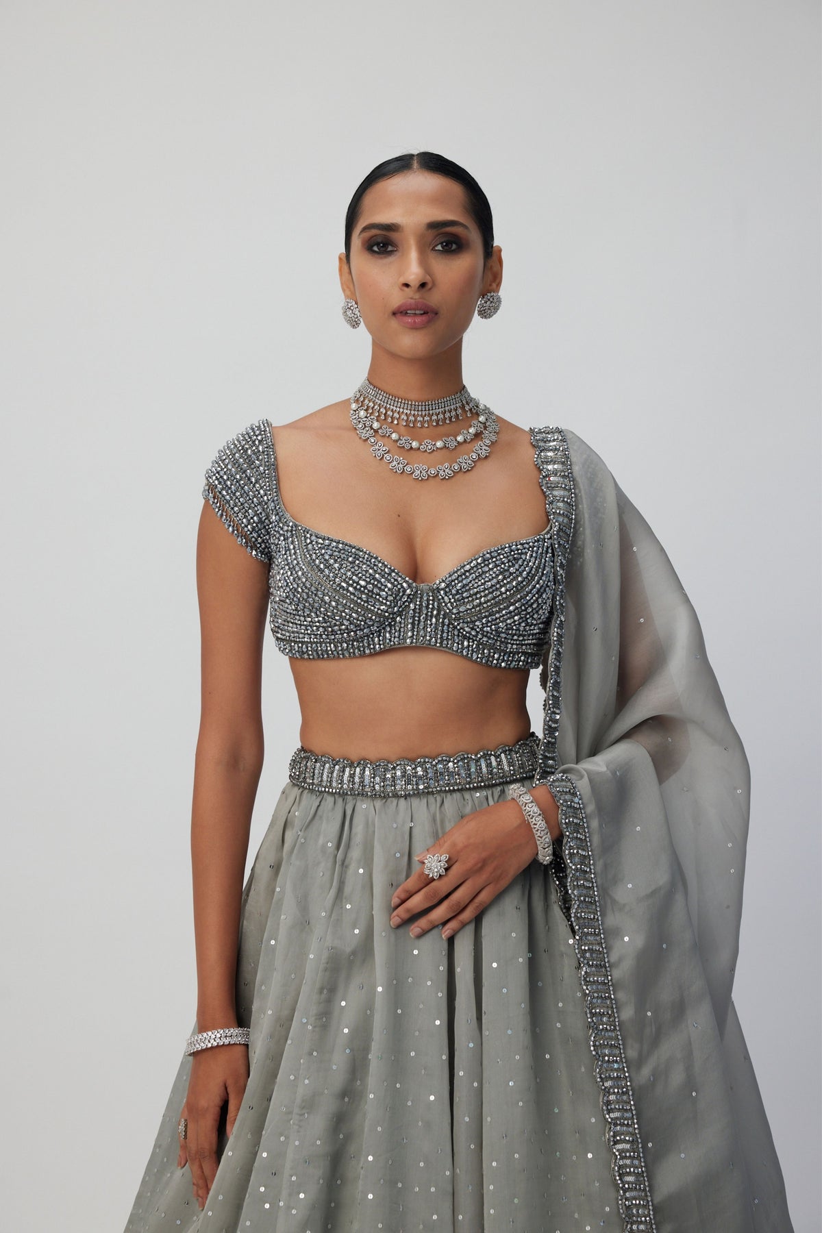 Crystal Grey Lehenga Set